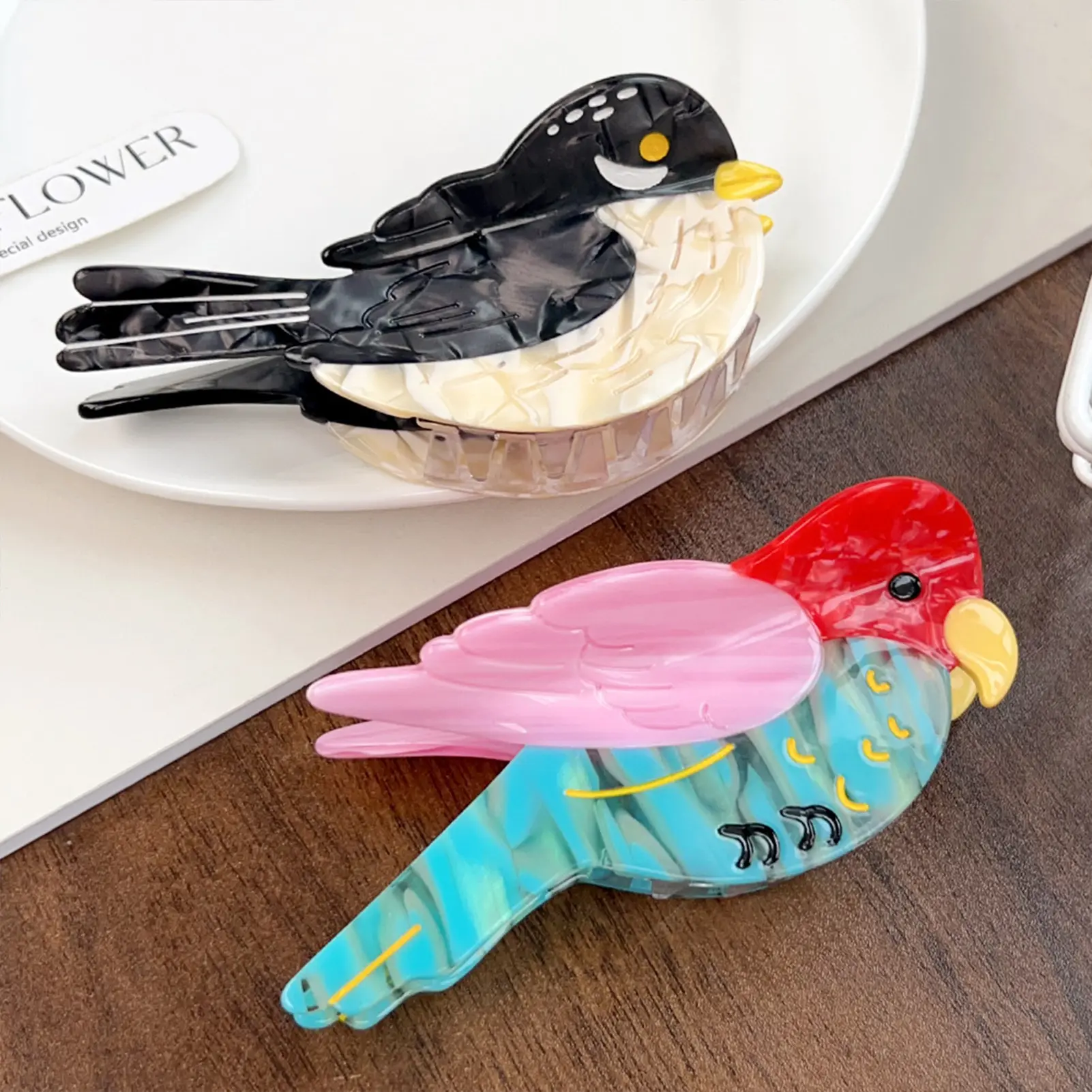 Cartoon Bird Hair Claw For Women Cute Sparrow Acetic Acid Shark Hair Gripper Creative Animal Hair Clip Girls Fashion Hair Claw