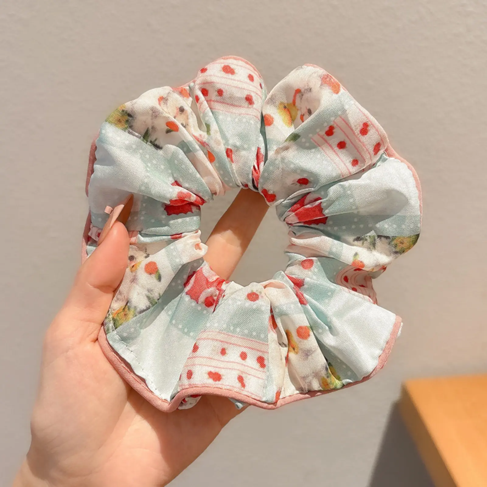 Ins Lace Hair Rope Sweety Flower Element Gauze Hair Hoop For Women Exquisite Large Intestine Hair Ring Girls Hair Accessories