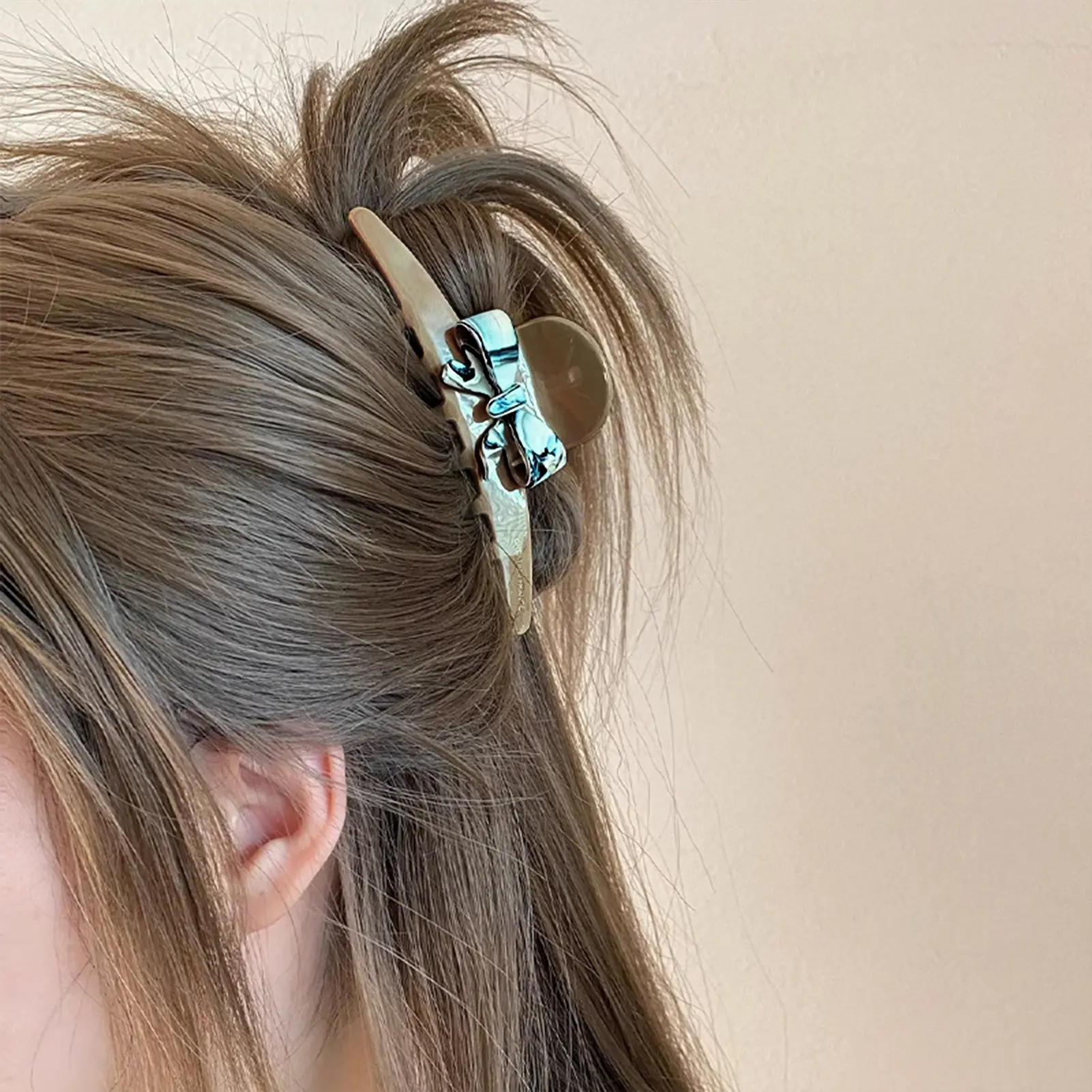 Korean Style Hair Claw For Women Sweety Bow Acetic Acid Shark Gripper Trendy Anti Slip Ponytail Hair Clip Girls Hair Accessories