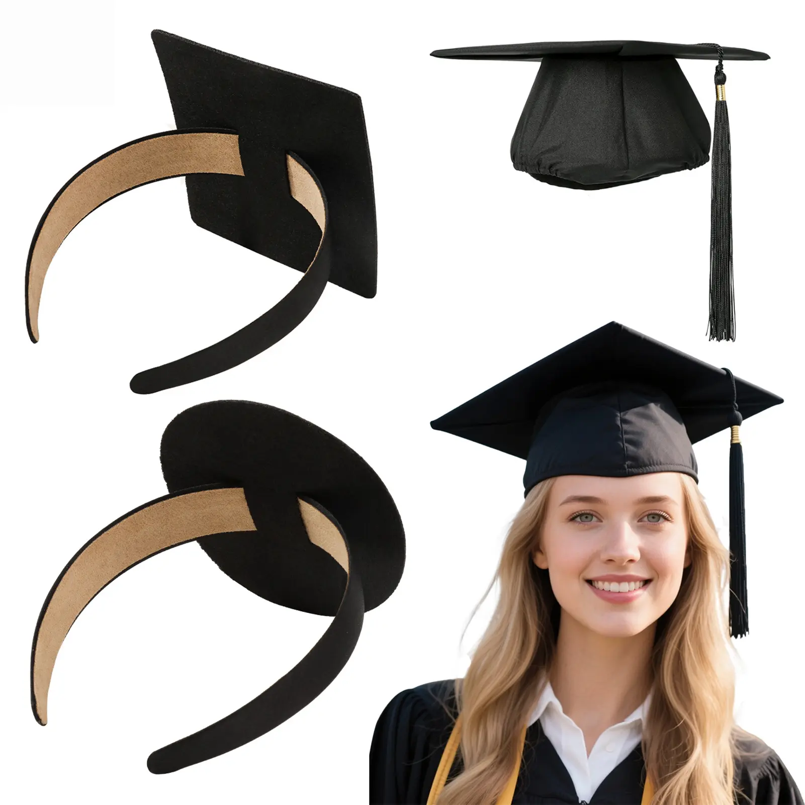 Creative Bachelor's Hat Headband For Men And Women Graduation Season Decoration Hair Accessories School Photography Props 1pc