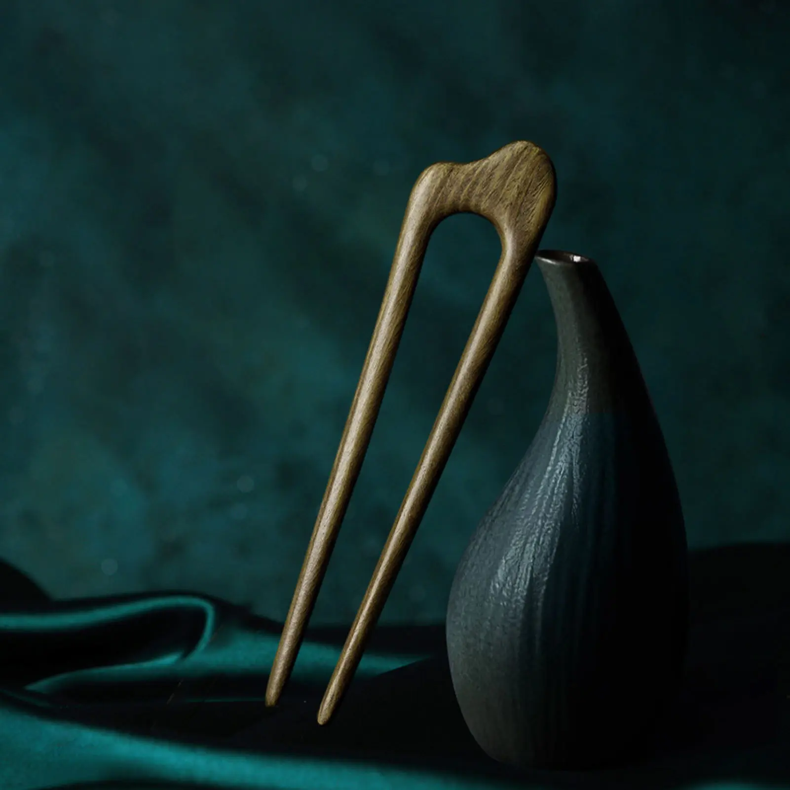 U Shaped Wooden Hairpin Elegant Chinese Style Sandalwood Hairpin For Women Simple Daily Updo Meatball Head Hair Accessories