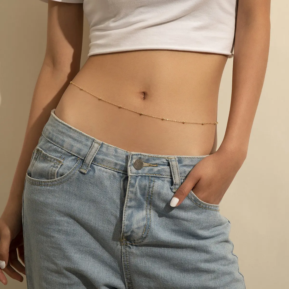 Sexy Glitter Waist Chain For Women Y2K Style Metal Belt Summer Beach Waist Decoration Chain Trendy Exquisite Jewelry Body Chain