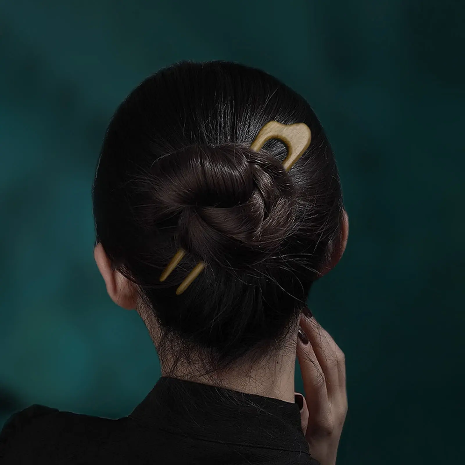 U Shaped Wooden Hairpin Elegant Chinese Style Sandalwood Hairpin For Women Simple Daily Updo Meatball Head Hair Accessories