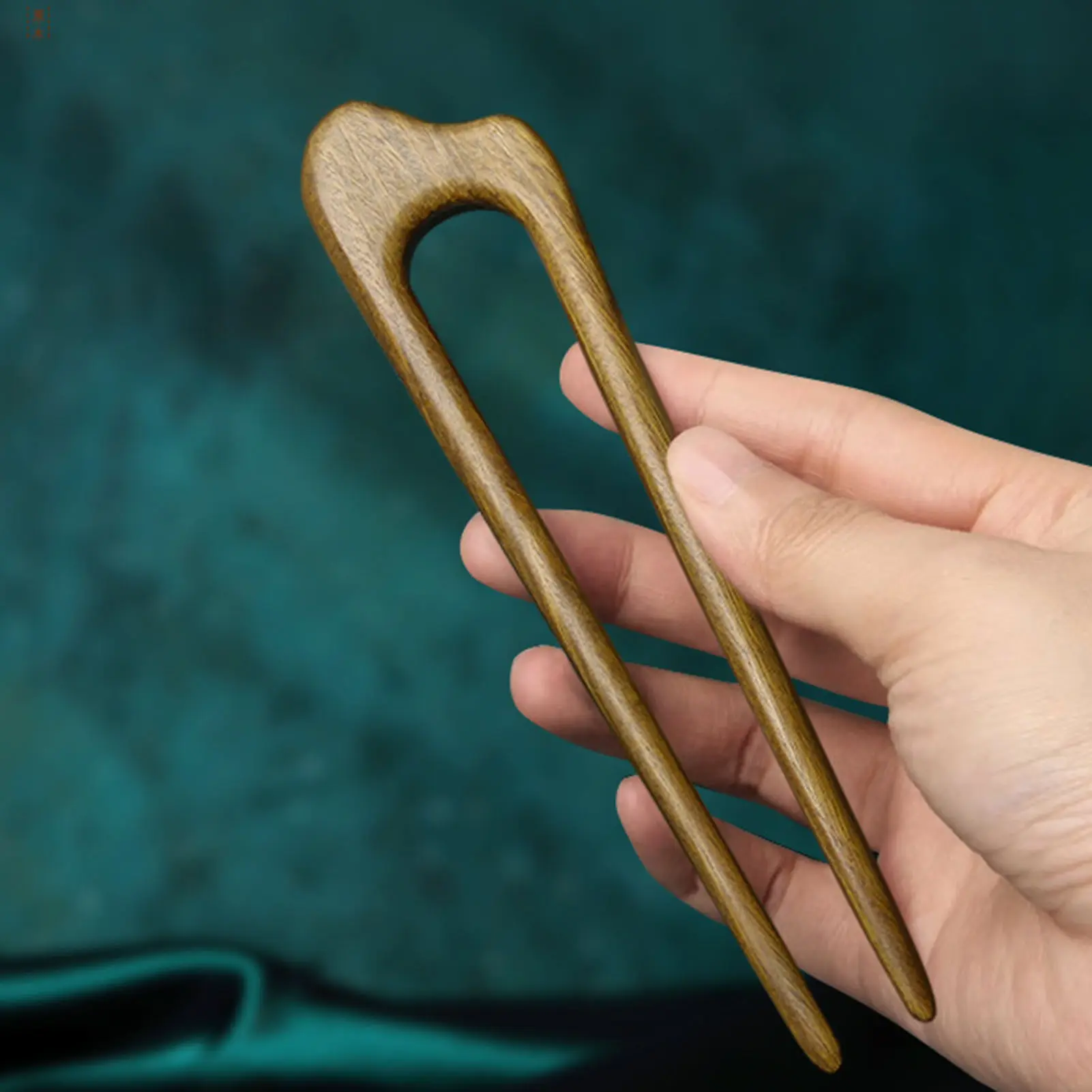 U Shaped Wooden Hairpin Elegant Chinese Style Sandalwood Hairpin For Women Simple Daily Updo Meatball Head Hair Accessories