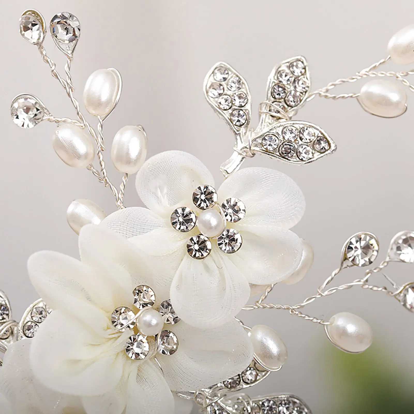 Korean Style Floral Hair Comb Water Diamond Silk Flower Elegant Hairpin For Women Girls Wedding Metal Jewelry Hair Accessories