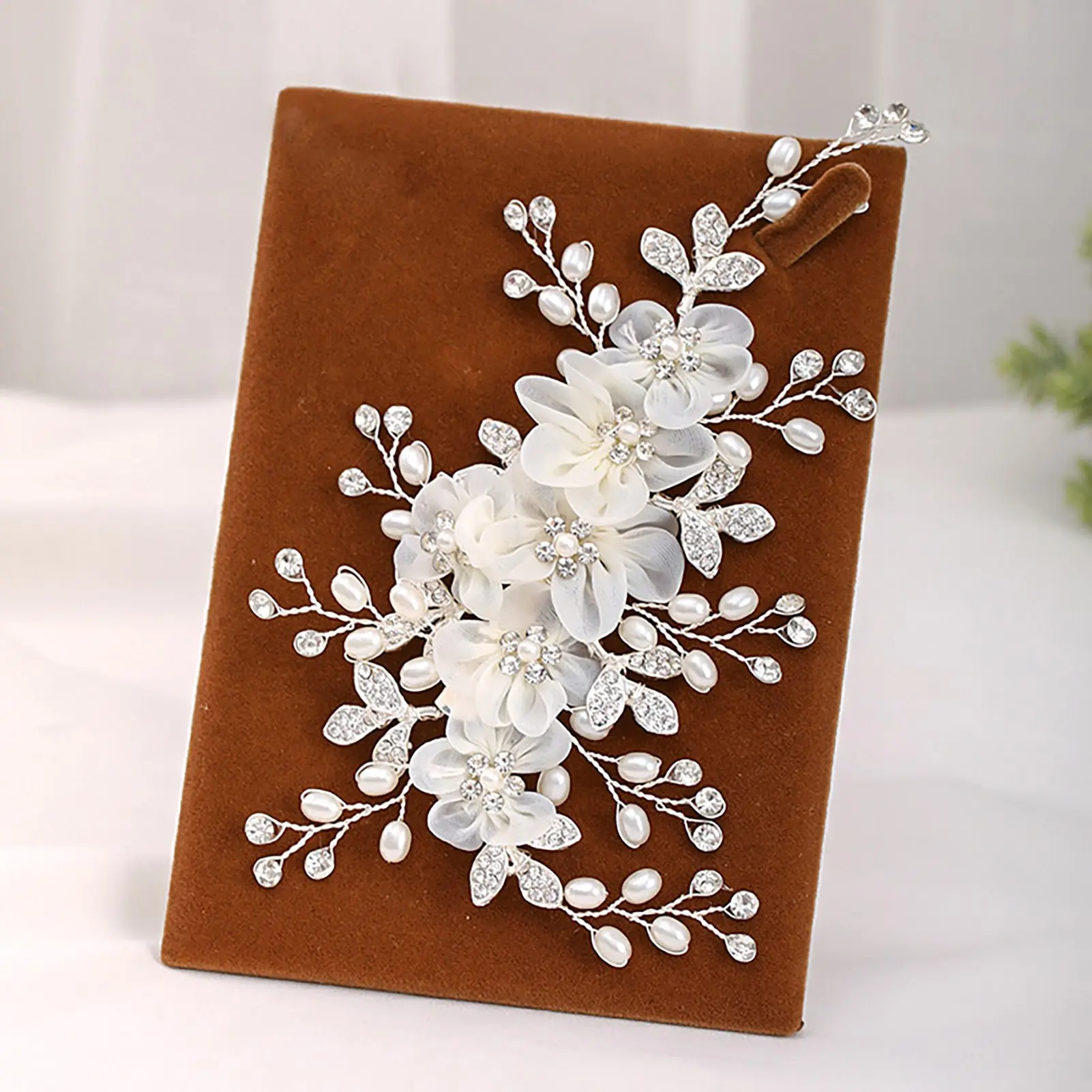 Korean Style Floral Hair Comb Water Diamond Silk Flower Elegant Hairpin For Women Girls Wedding Metal Jewelry Hair Accessories
