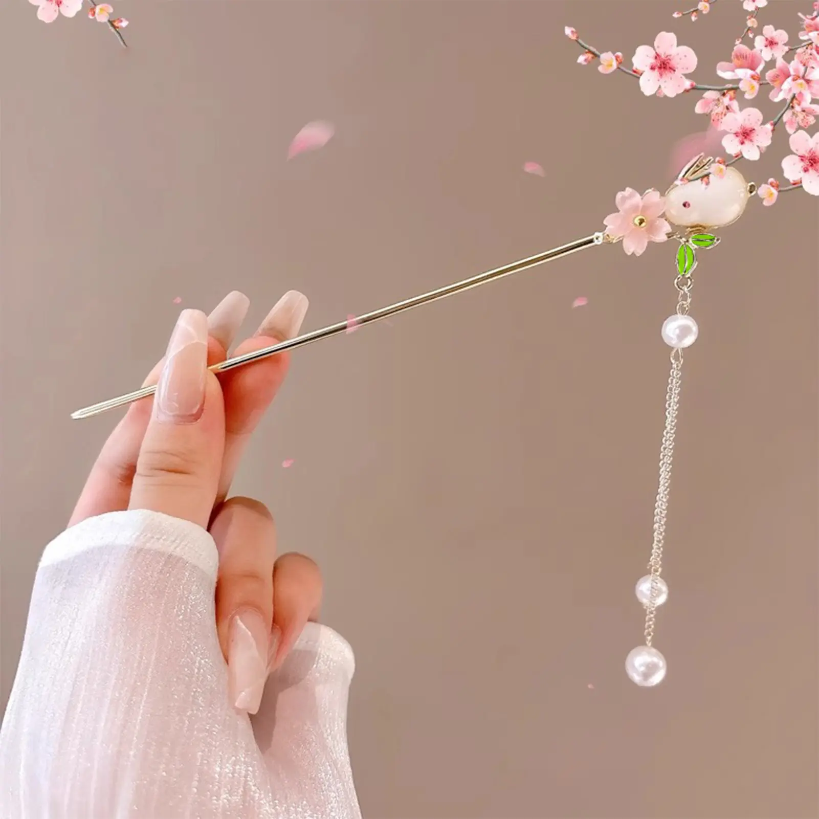 Sweety Romantic Flower Hairpin For Women Elegant Chinese Style Tassel Stick Exquisite Metal Jewelry Hair Accessories Hair Pin