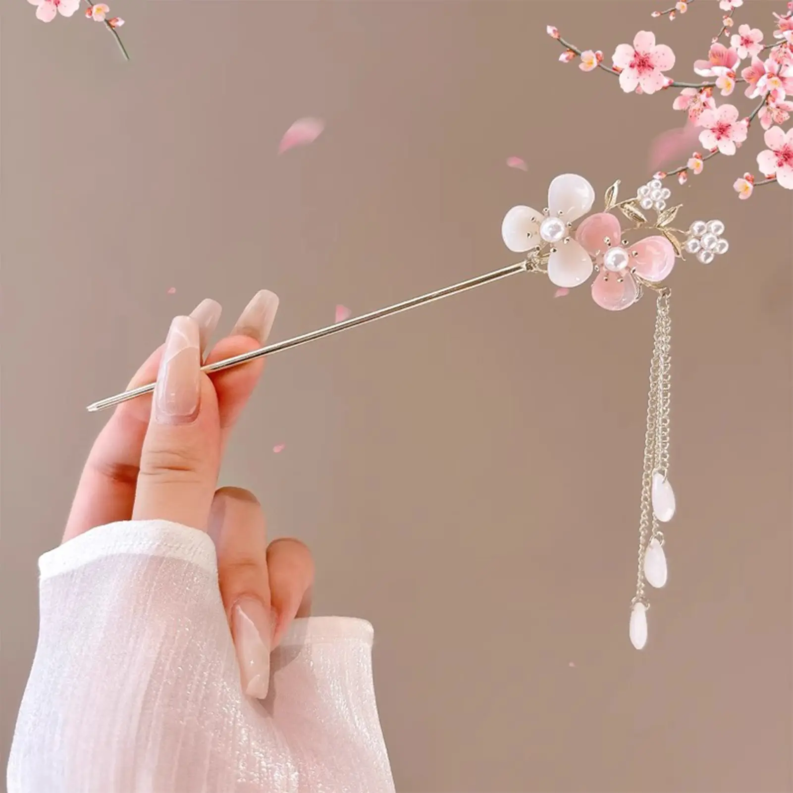 Sweety Romantic Flower Hairpin For Women Elegant Chinese Style Tassel Stick Exquisite Metal Jewelry Hair Accessories Hair Pin