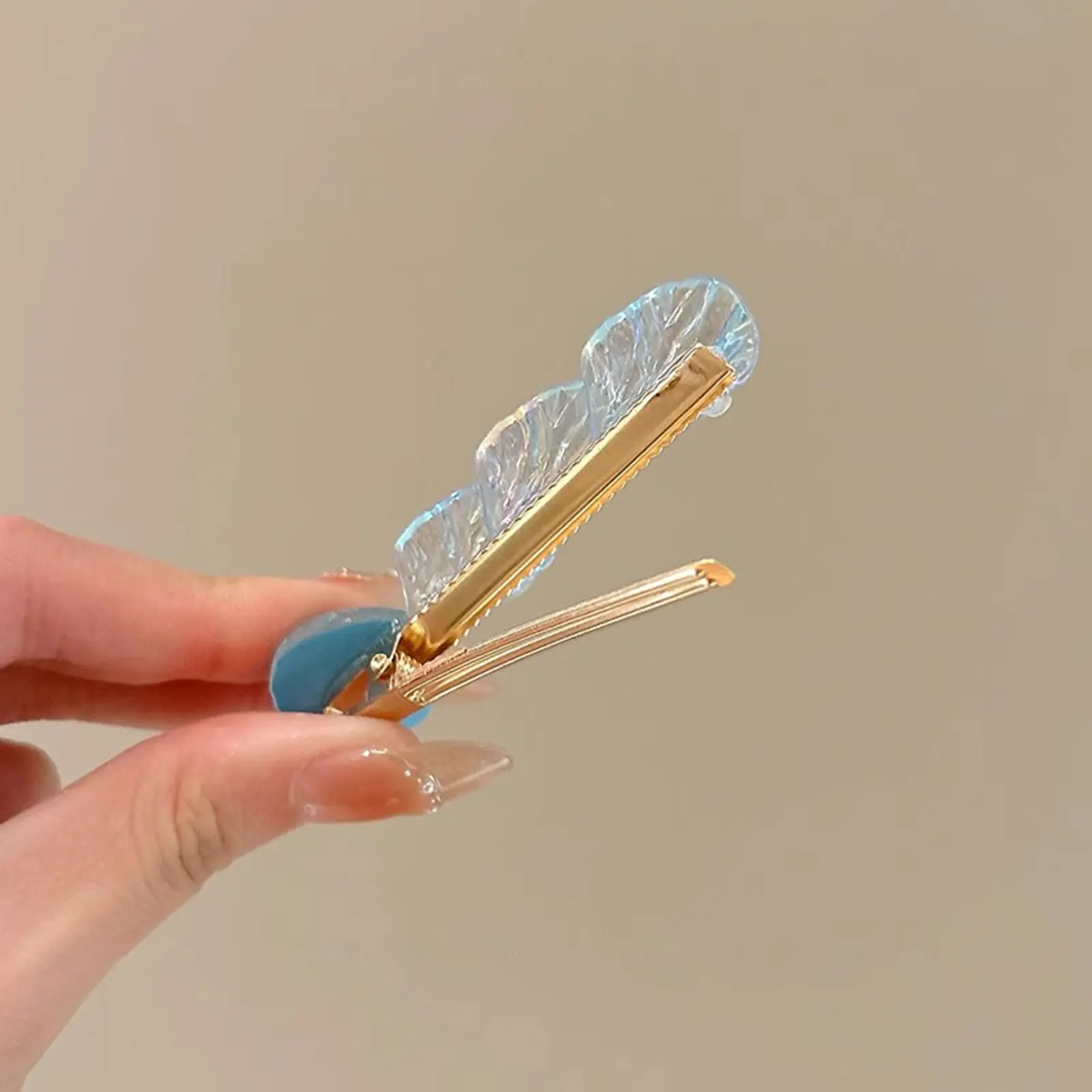 5pcs Ocean Element Hair Clips Set Creative Pearlescent Gradient Blue Seafish Shell Fish Tail Shaped Barrettes Hair Accessories
