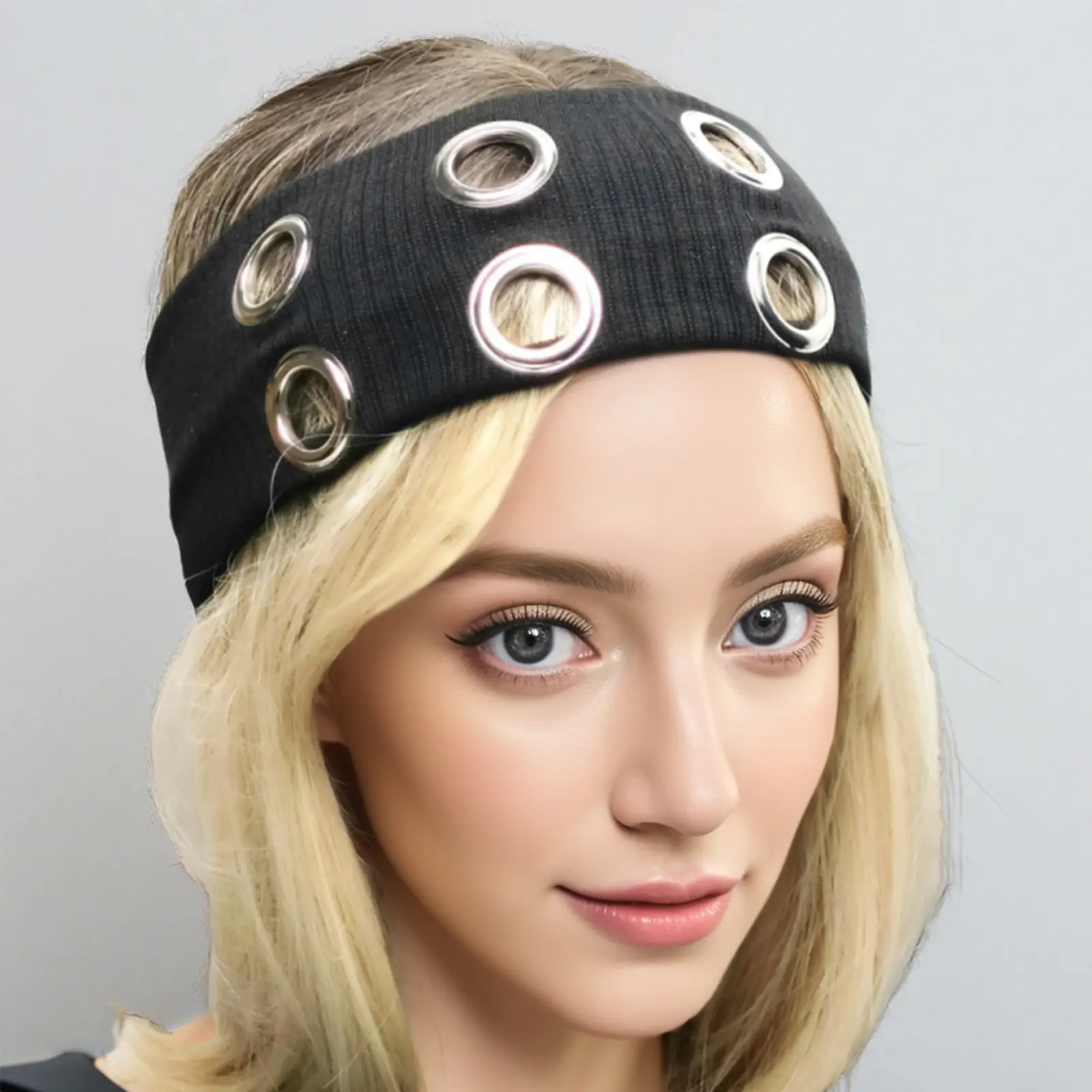 Y2k Style Headband Fabric Hollow High Elasticity Headband For Women Vintage Punk Metallic Hair Accessories Girls Headwears