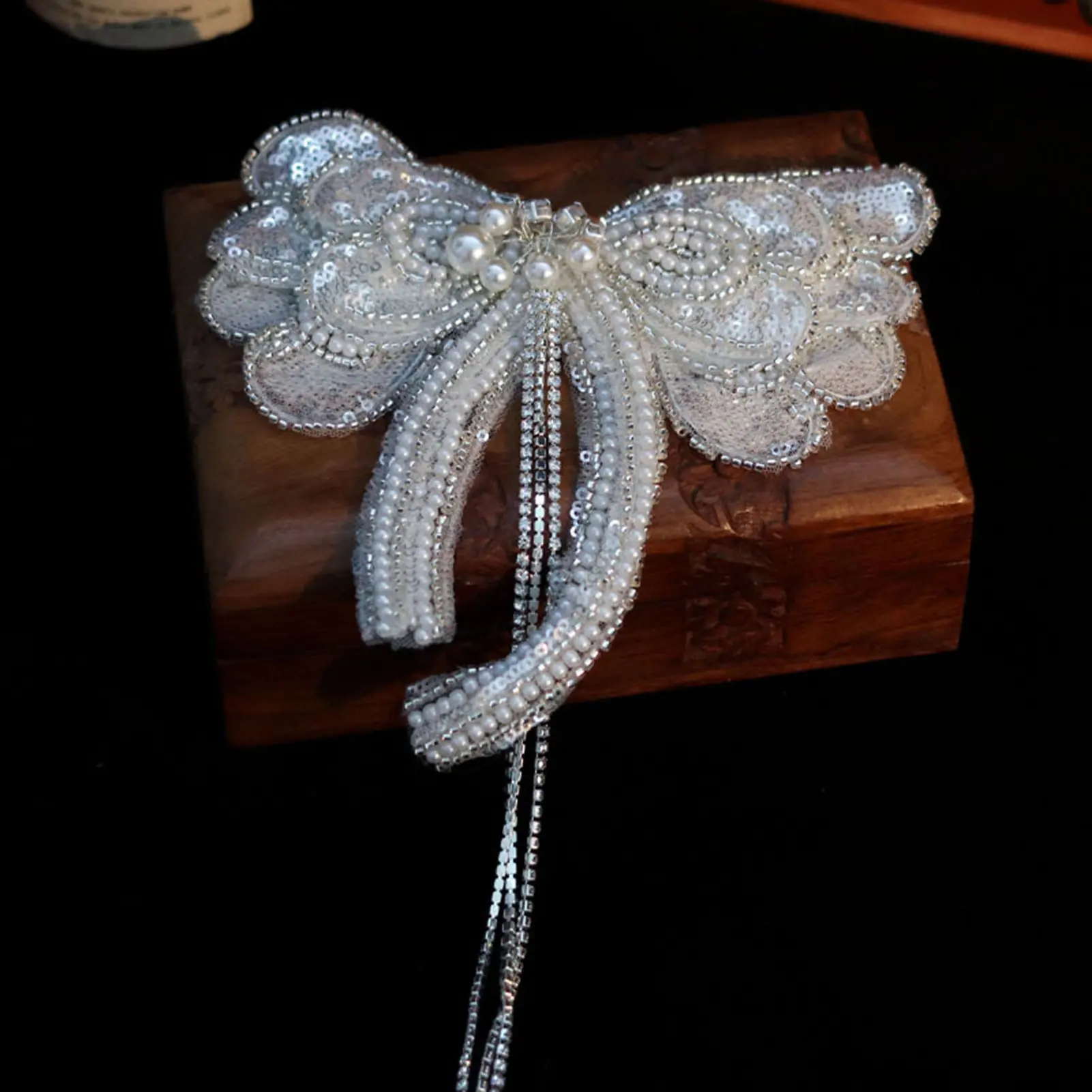Light Luxury Bow Hair Clip Handmade Rhinestone Bead Bowknot Hair Clip For Women Elegant Exquisite Jewelry Hair Accessories 1pc