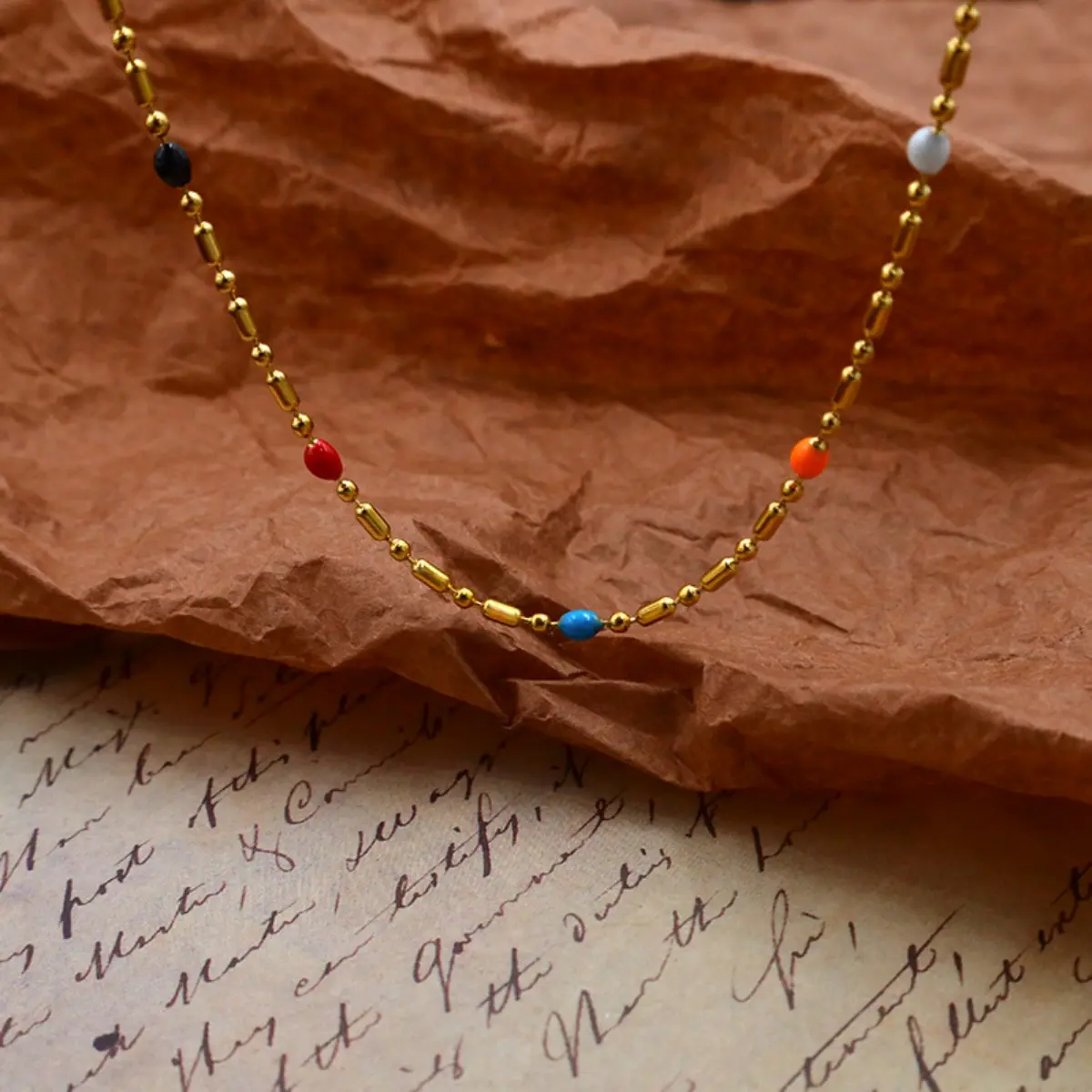 Bohemian Style Necklace For Women Natural Mineral Bead Stainless Steel Necklace Small Niche Design Clavicle Chain Girls Necklace
