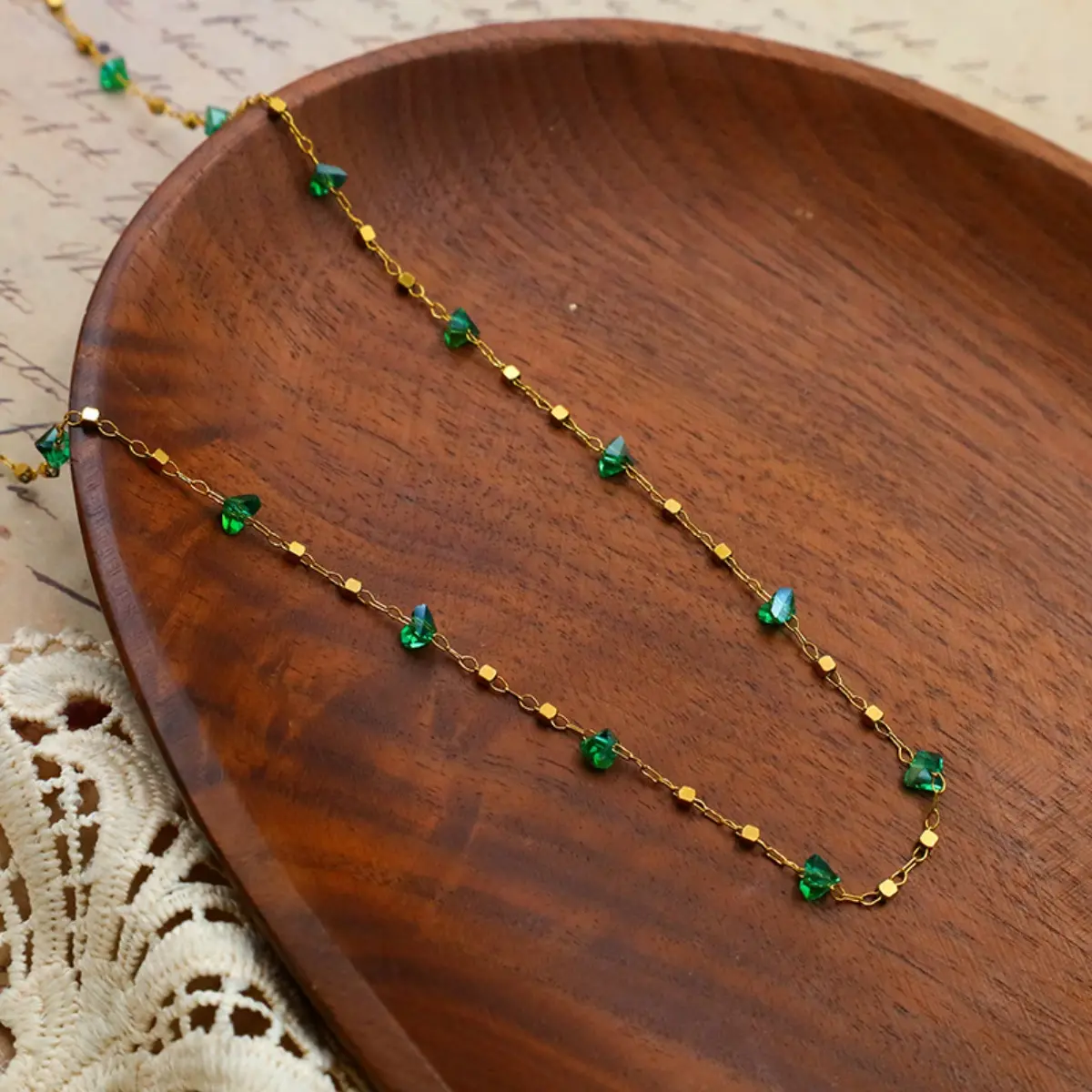 Bohemian Style Necklace For Women Natural Mineral Bead Stainless Steel Necklace Small Niche Design Clavicle Chain Girls Necklace