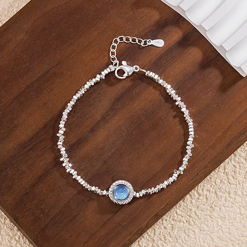 Glitter Broken Silver Anklet For Women Non Fading Light Luxury Design Sense Bracelets Girls Summer Beach Leg Jewelry Accessories