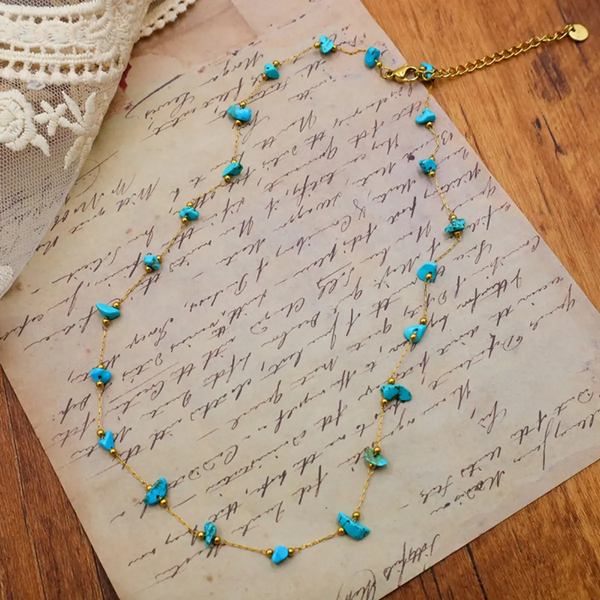 Bohemian Style Necklace For Women Natural Mineral Bead Stainless Steel Necklace Small Niche Design Clavicle Chain Girls Necklace