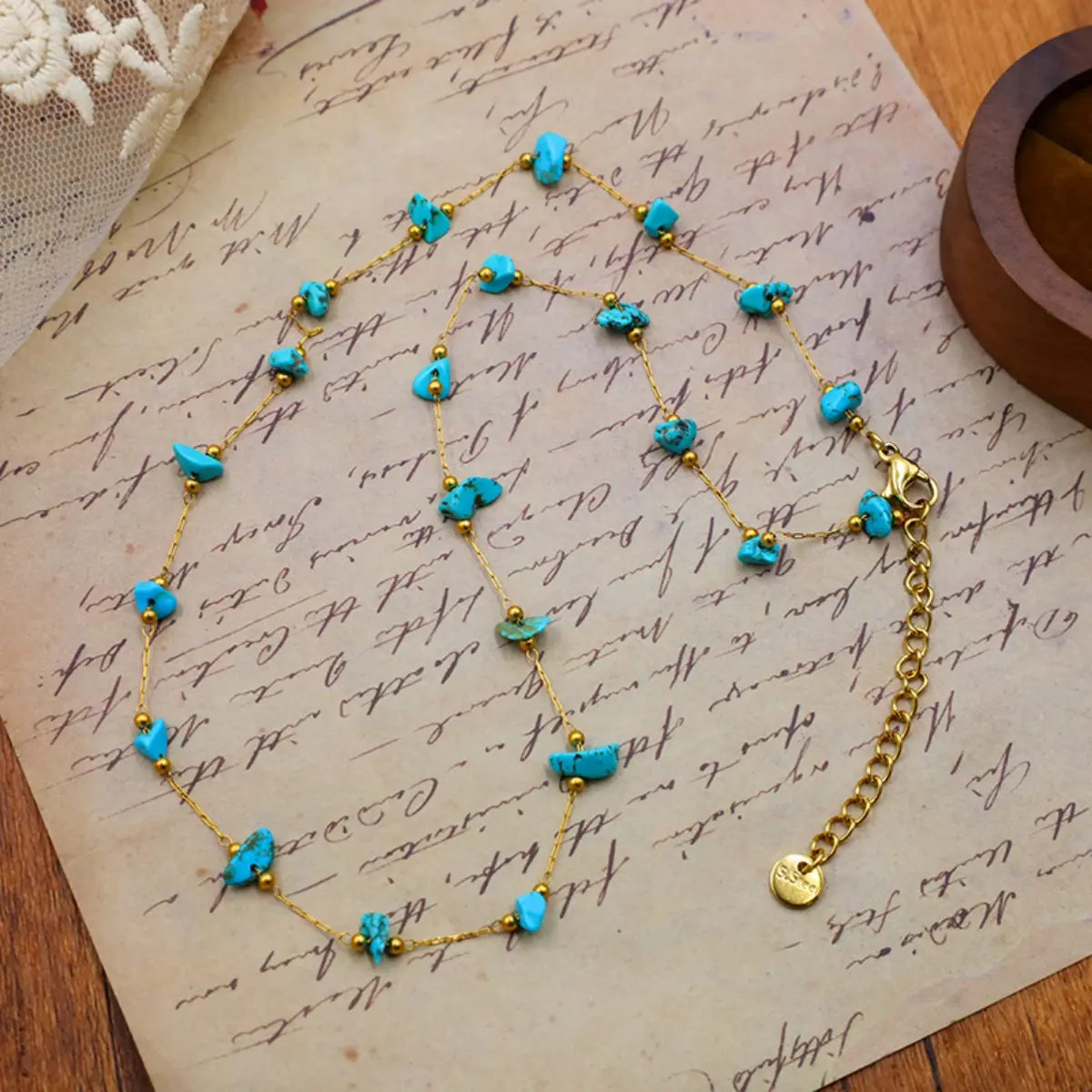 Bohemian Style Necklace For Women Natural Mineral Bead Stainless Steel Necklace Small Niche Design Clavicle Chain Girls Necklace