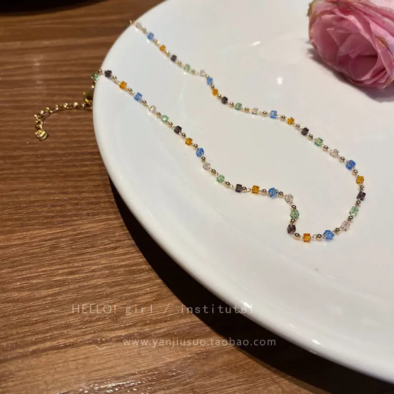 Little Fresh Simple Necklace For Women Handmade Bead Zircon Collarbone Chain Sweety Romantic Neck Chain Trendy Summer Body Chain