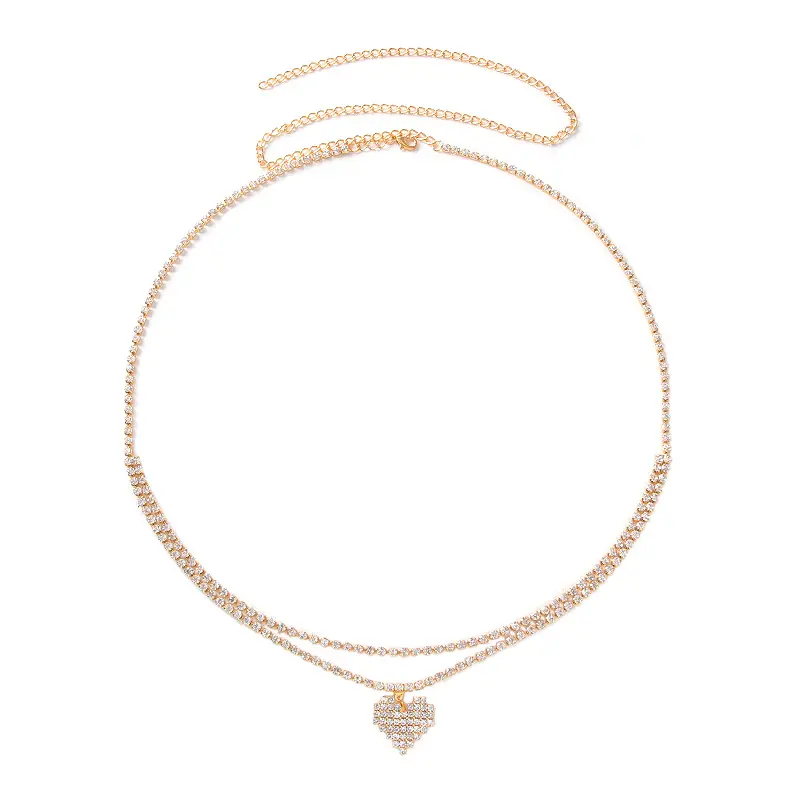 Y2K Waist Decor Chain For Women Trendy Heart Pendant Jewelry Belt Glitter Sexy Body Chain Girls Fashion Waist Decoration Chain