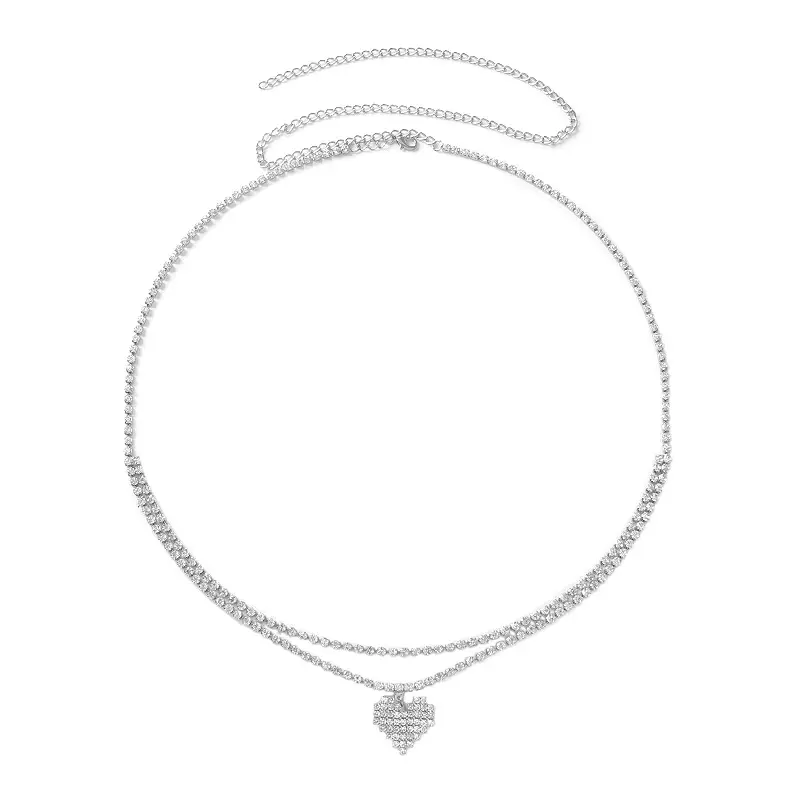 Y2K Waist Decor Chain For Women Trendy Heart Pendant Jewelry Belt Glitter Sexy Body Chain Girls Fashion Waist Decoration Chain