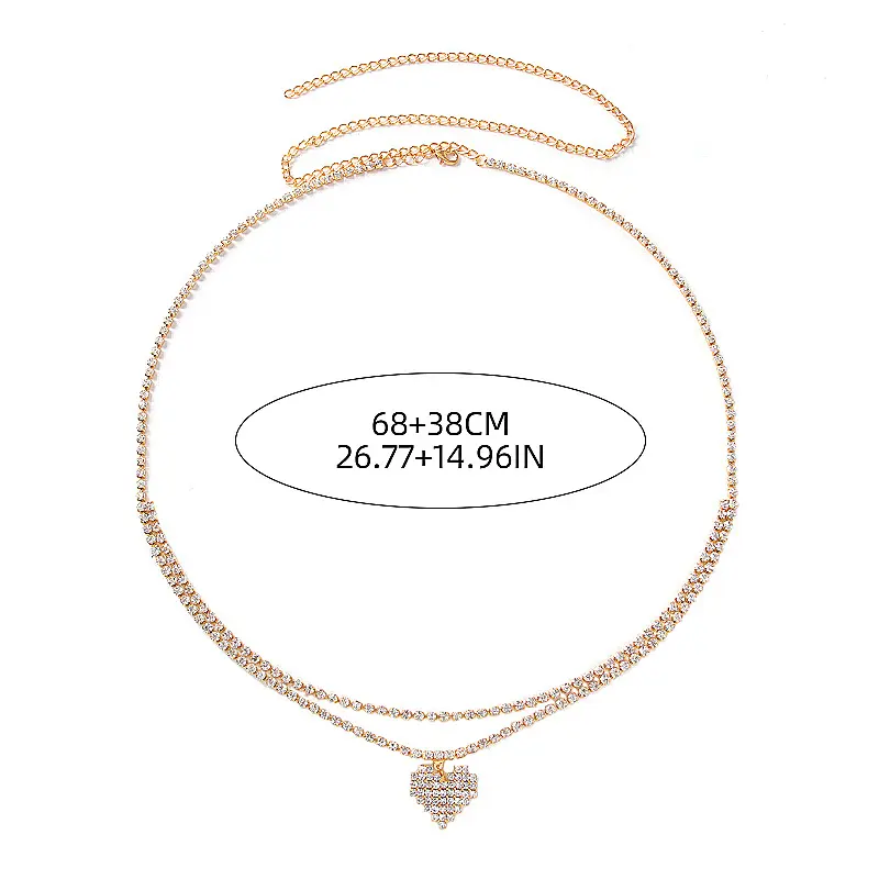 Y2K Waist Decor Chain For Women Trendy Heart Pendant Jewelry Belt Glitter Sexy Body Chain Girls Fashion Waist Decoration Chain