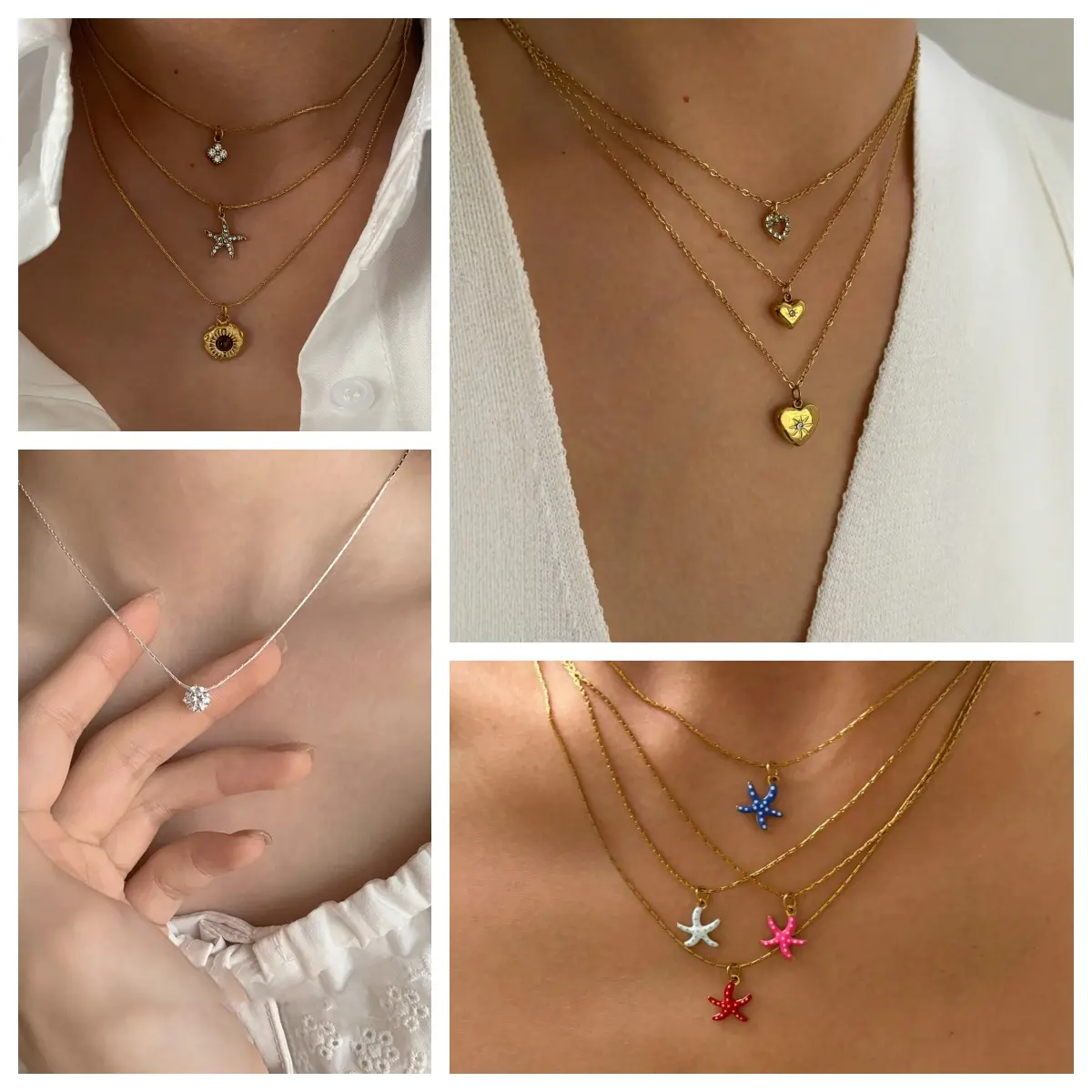 Vintage Tarnish Free Necklace Fashion Glitter Rhinestone Neck Jewelry Accessories For Women Light Luxury Golden Metal Necklace