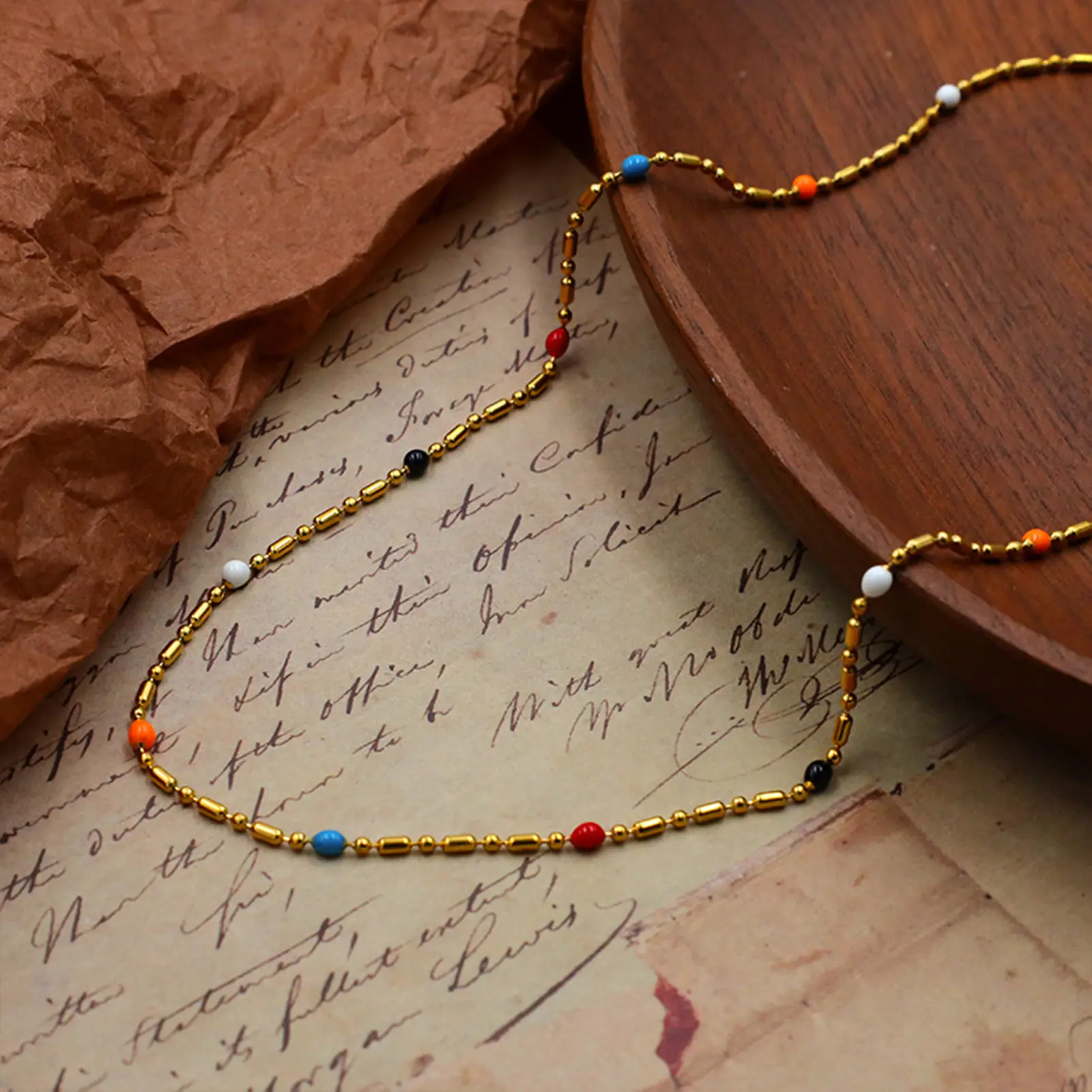 Boho Bead String Necklace For Women Simple Gold Bean Collarbone Chain Girls Fashion Neck Chain Light Luxury Jewelry Accessories