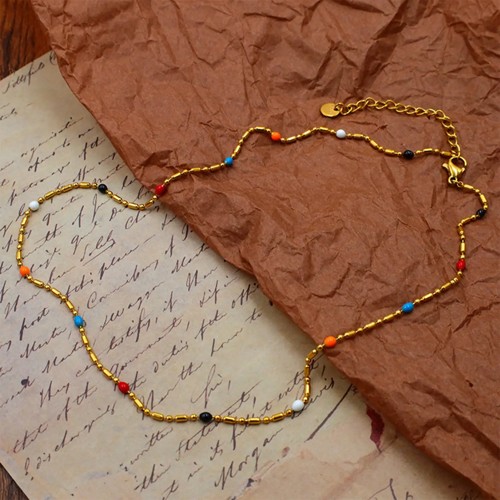 Boho Bead String Necklace For Women Simple Gold Bean Collarbone Chain Girls Fashion Neck Chain Light Luxury Jewelry Accessories