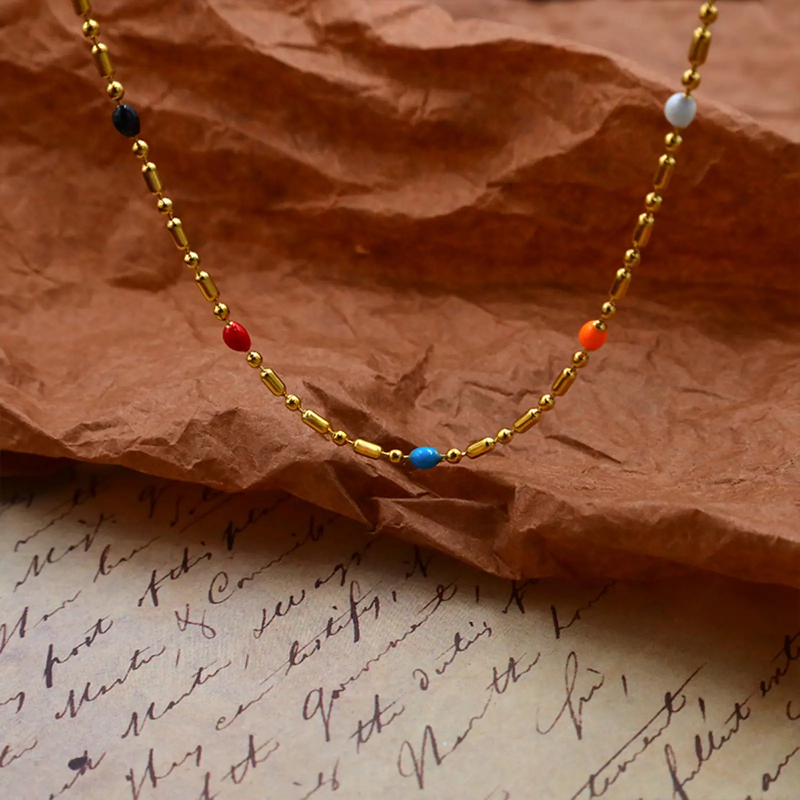 Boho Bead String Necklace For Women Simple Gold Bean Collarbone Chain Girls Fashion Neck Chain Light Luxury Jewelry Accessories