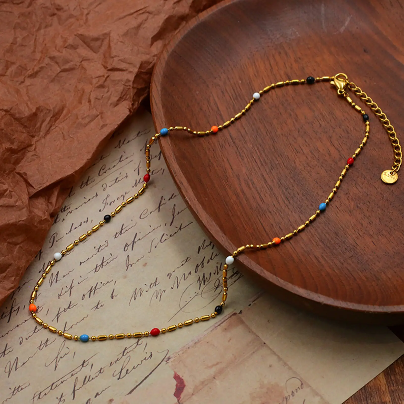 Boho Bead String Necklace For Women Simple Gold Bean Collarbone Chain Girls Fashion Neck Chain Light Luxury Jewelry Accessories
