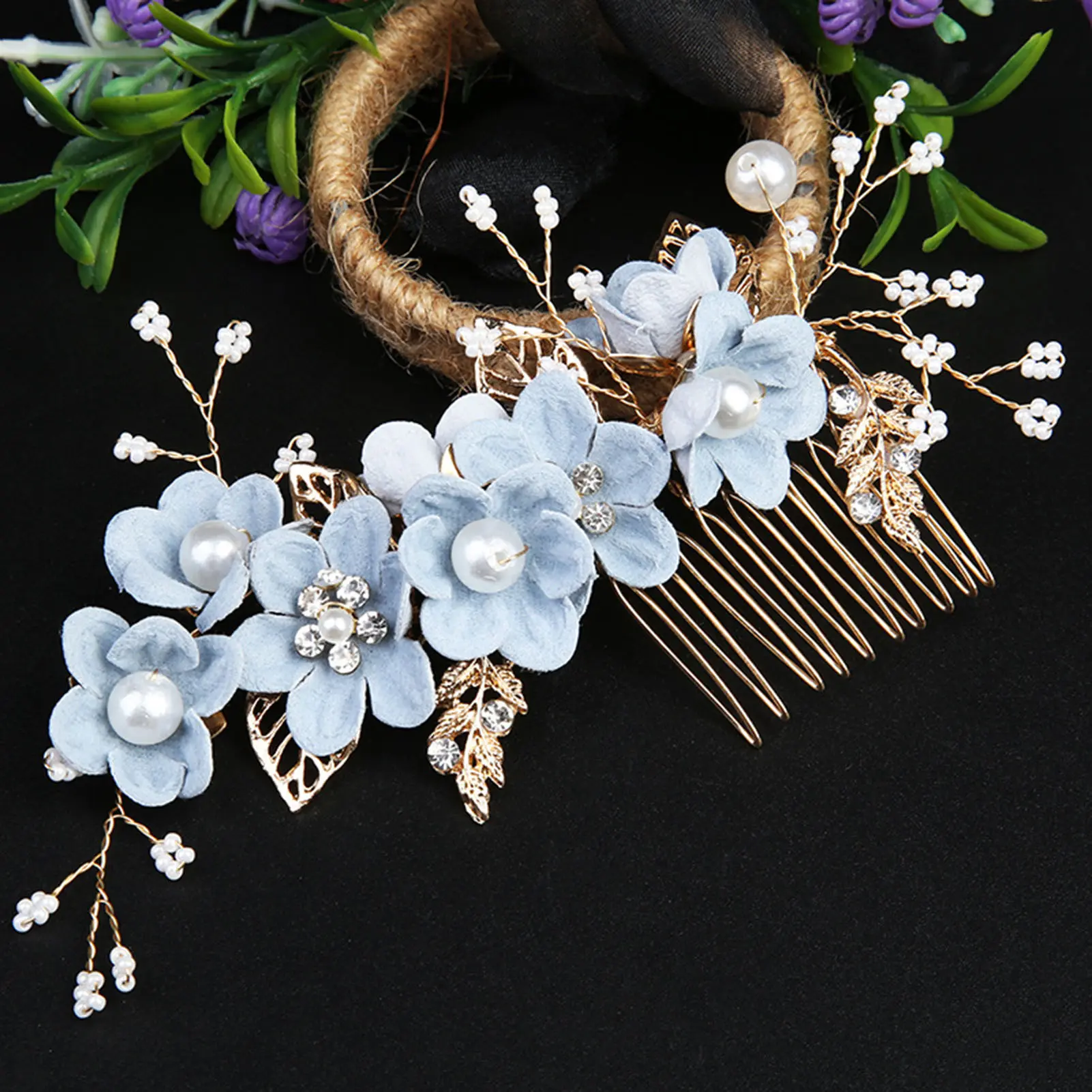 Elegant Pearl Flower Hair Accessory Set For Women Metal Leaf Floral U Shape Hairpin Wedding Hair Decoration Hair Clip/stick