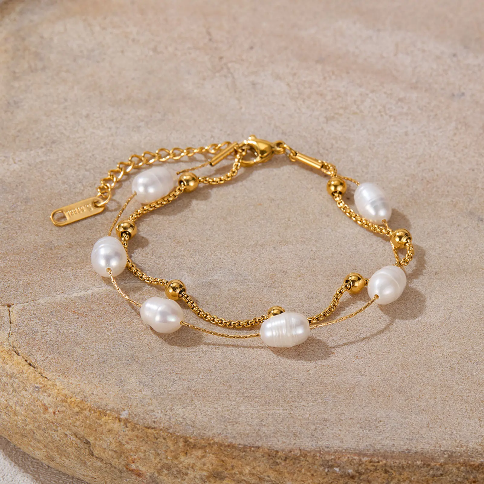 Freshwater Pearl Bracelet For Women Summer New Layered Titanium Steel Chain Bracelet Girls Fashion Jewelry Accessory Hand Chain