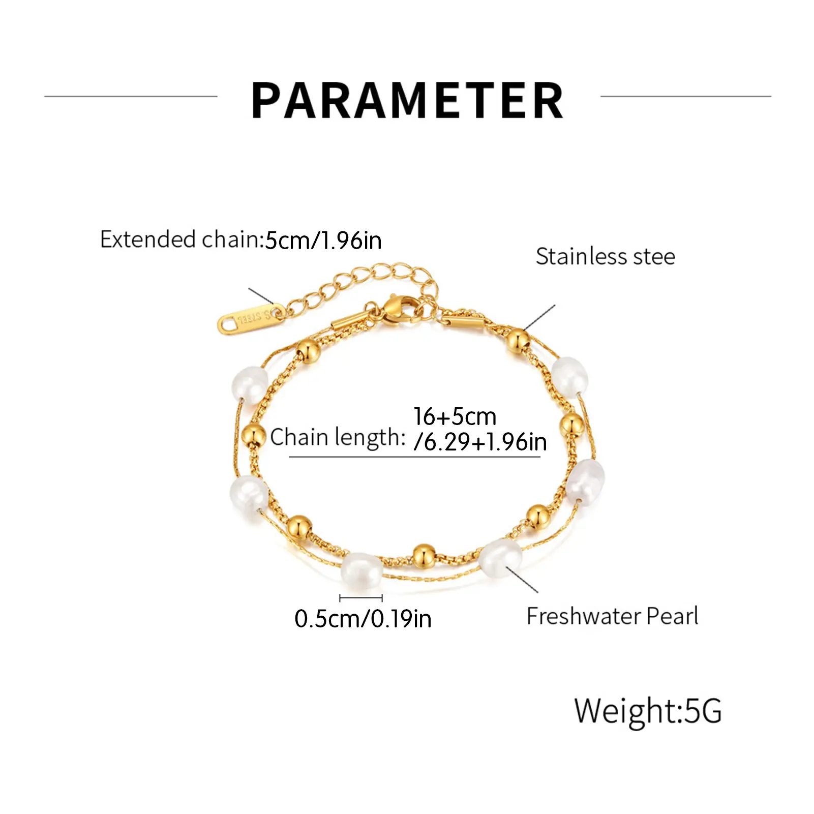 Freshwater Pearl Bracelet For Women Summer New Layered Titanium Steel Chain Bracelet Girls Fashion Jewelry Accessory Hand Chain