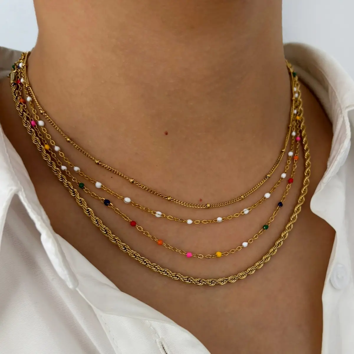 New Drip Glazed Women's Necklace Ins Style Small Fresh Collarbone Chain Summer Beach Travel Body Chain Girls Jewelry Accessories