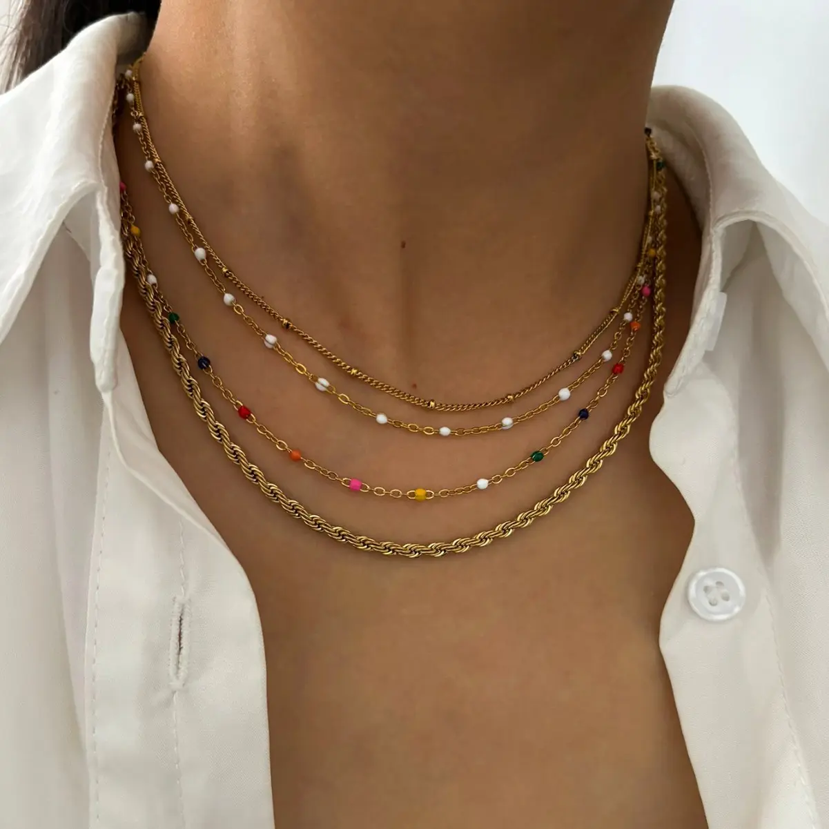 New Drip Glazed Women's Necklace Ins Style Small Fresh Collarbone Chain Summer Beach Travel Body Chain Girls Jewelry Accessories
