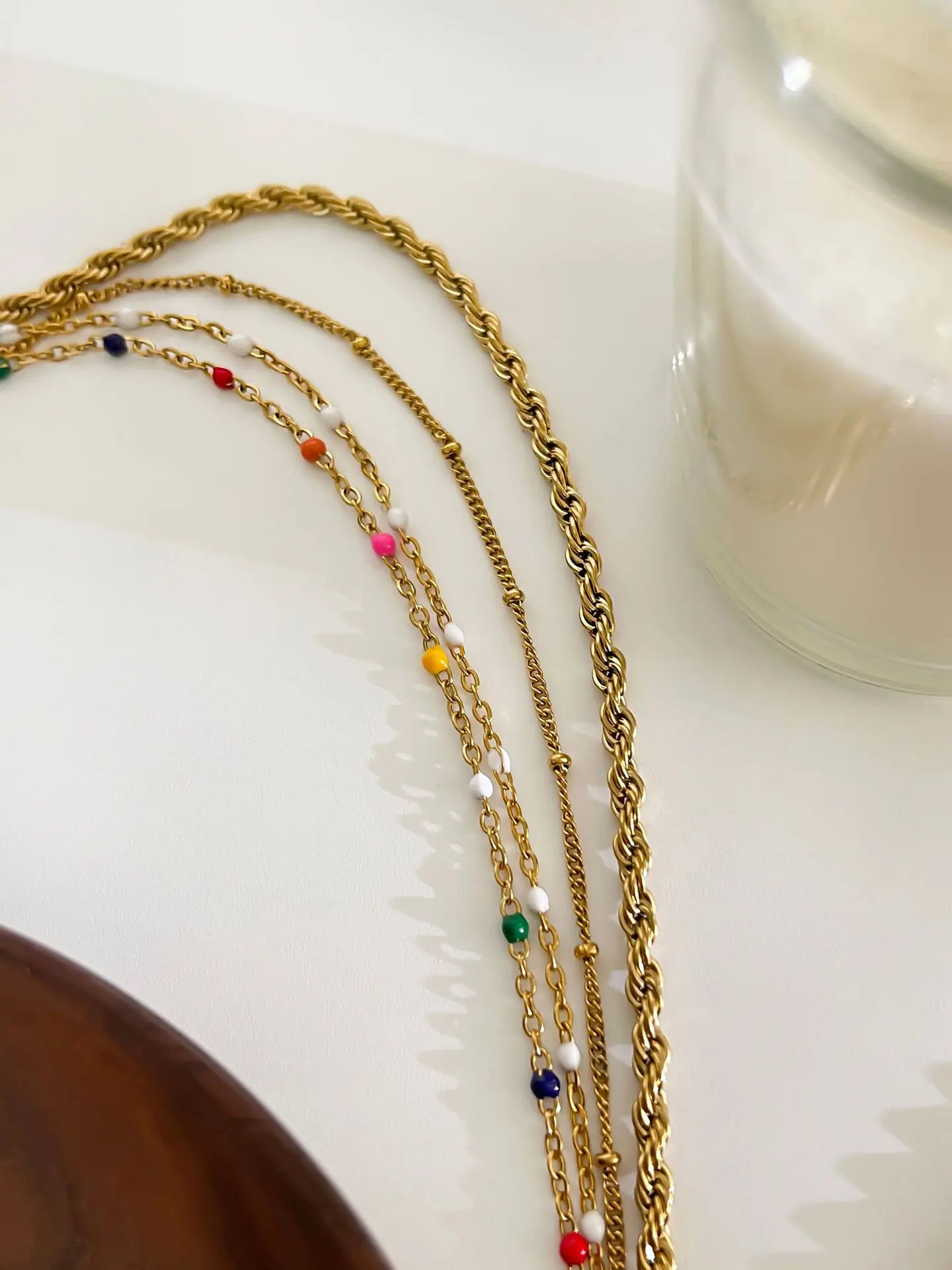 New Drip Glazed Women's Necklace Ins Style Small Fresh Collarbone Chain Summer Beach Travel Body Chain Girls Jewelry Accessories