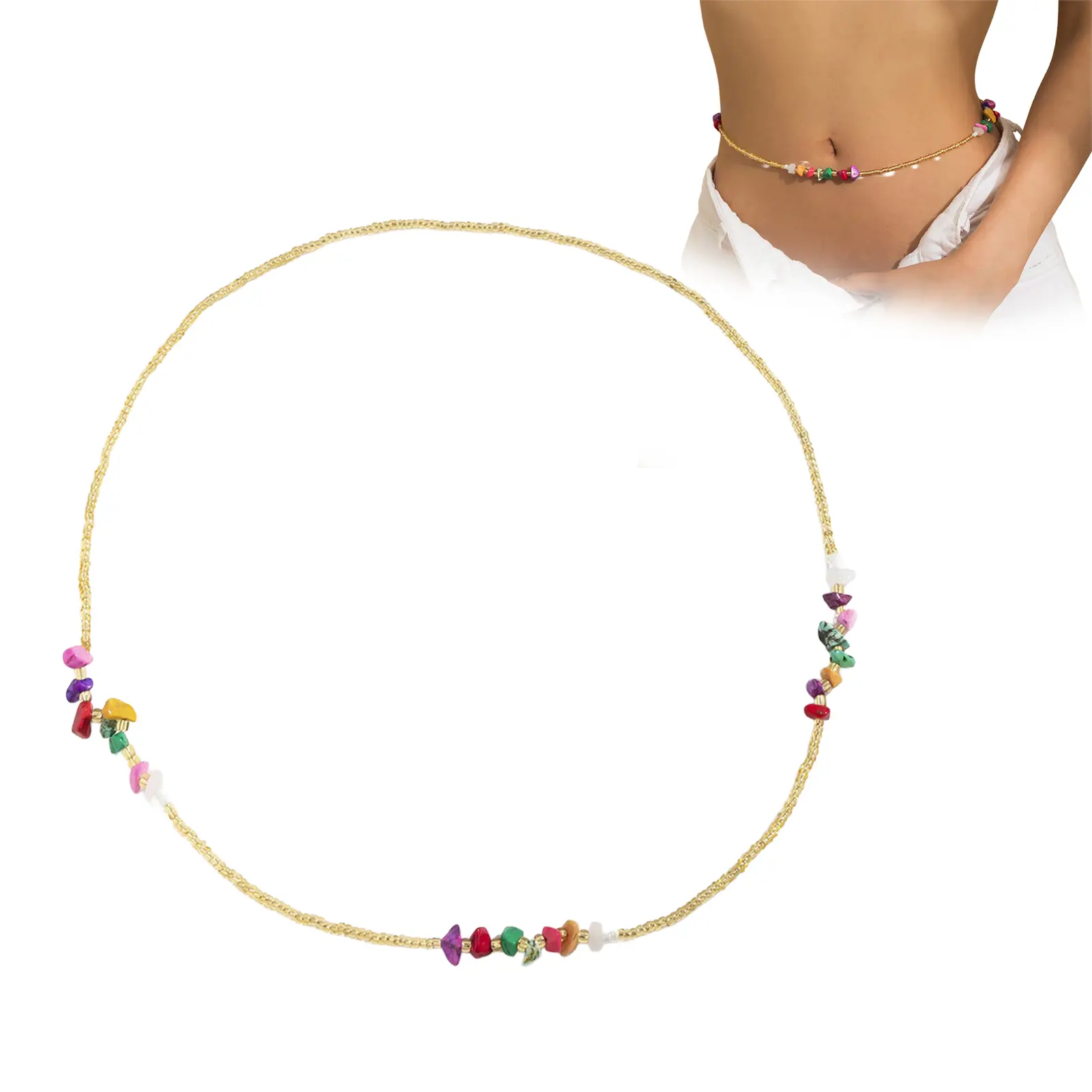Sexy Bead String Wrist Chain For Women Boho Handmade Metal Waist Chain Summer Beach Body Decor Chain Girls Jewelry Accessories