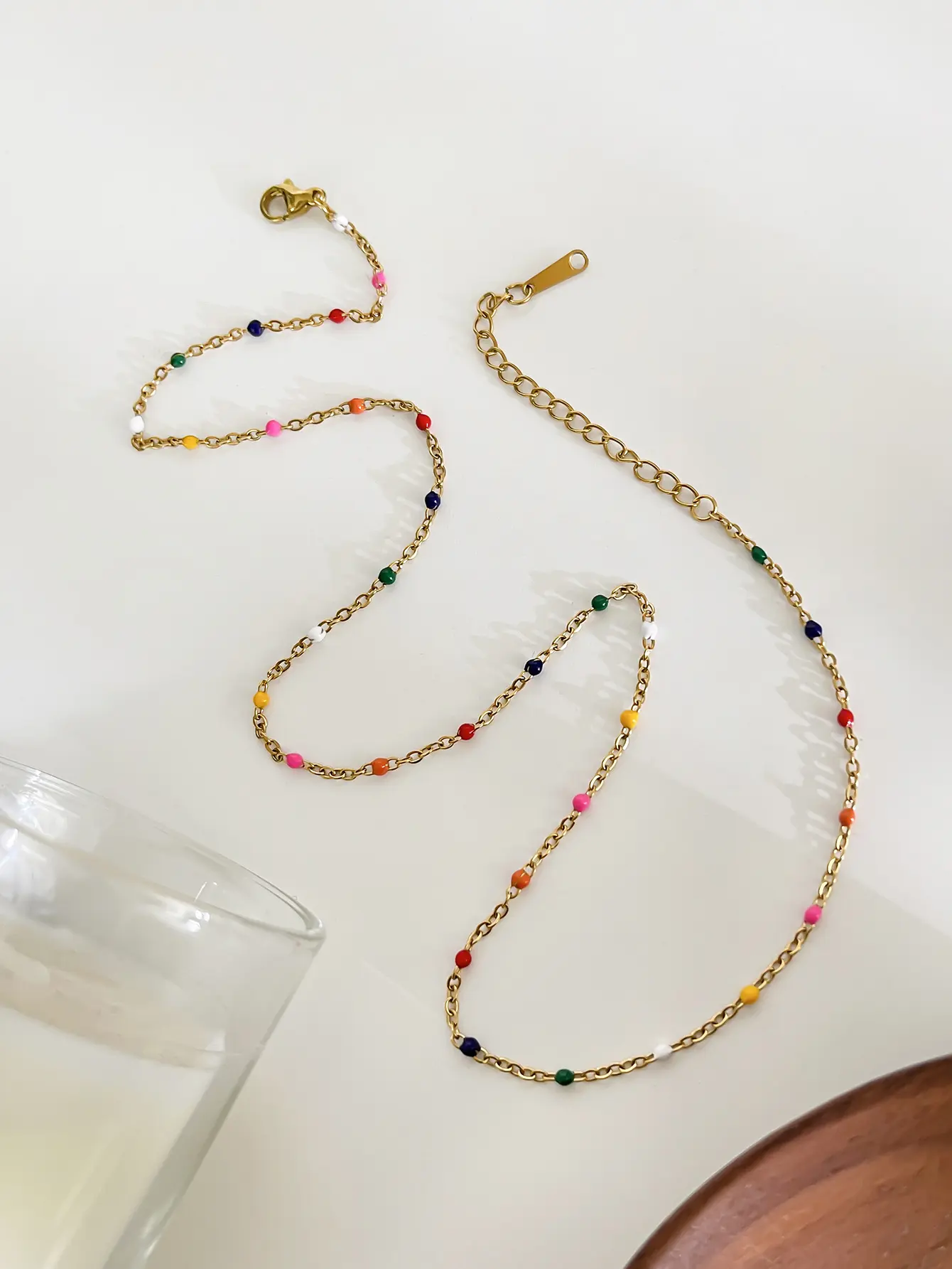 New Drip Glazed Women's Necklace Ins Style Small Fresh Collarbone Chain Summer Beach Travel Body Chain Girls Jewelry Accessories