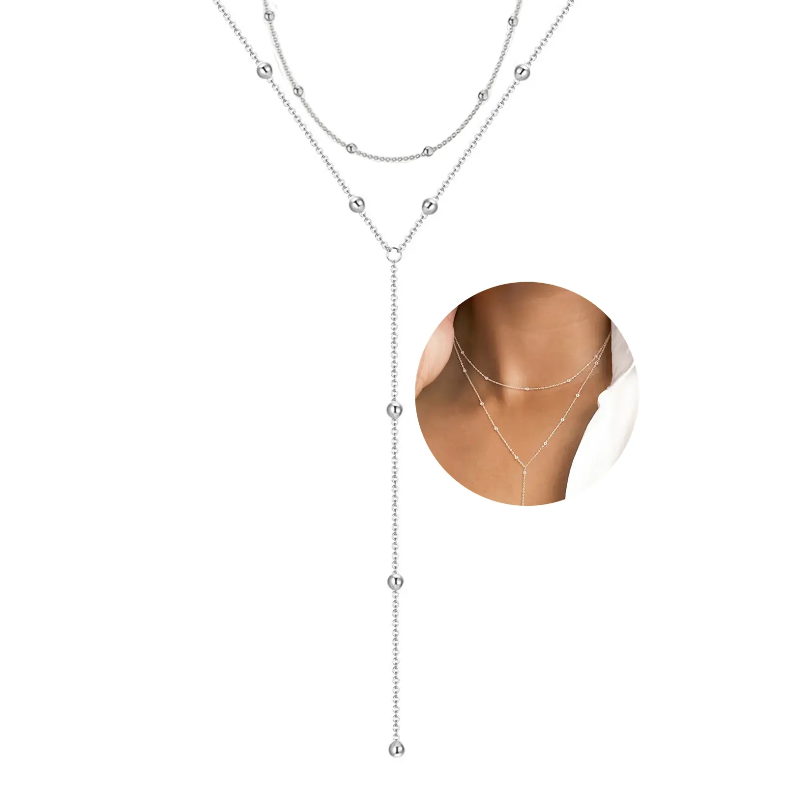 Stackable Tassel Necklace For Women Trendy Sexy Long Fringe Neck Chain Summer Outdoor Beach Bead Collarbone Chain Body Chain