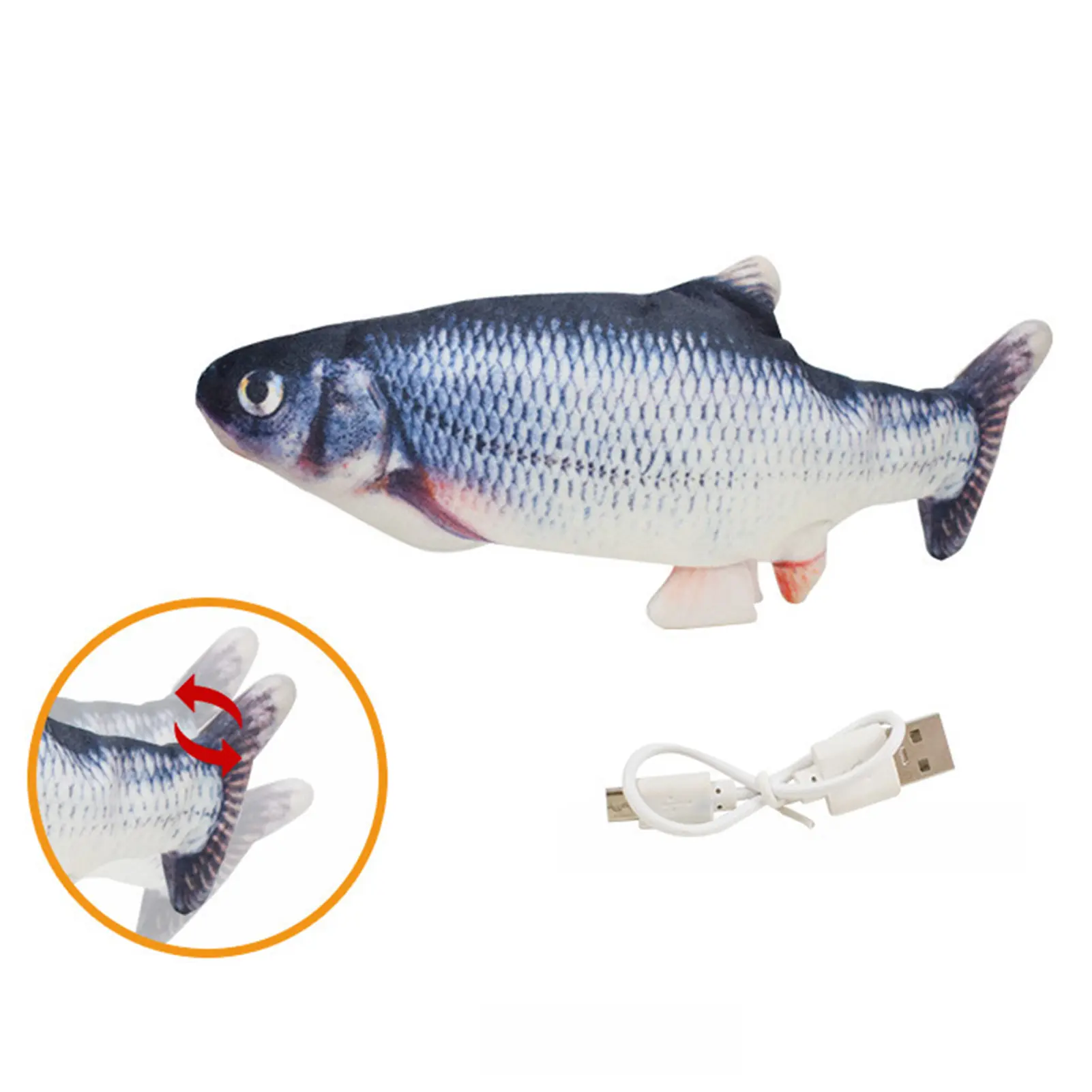 Electric Swinging Fish Toy For Pet Simulated Grass Carp Salmon With Charging Cable Cat Teasing Toys Home Decor Accessories
