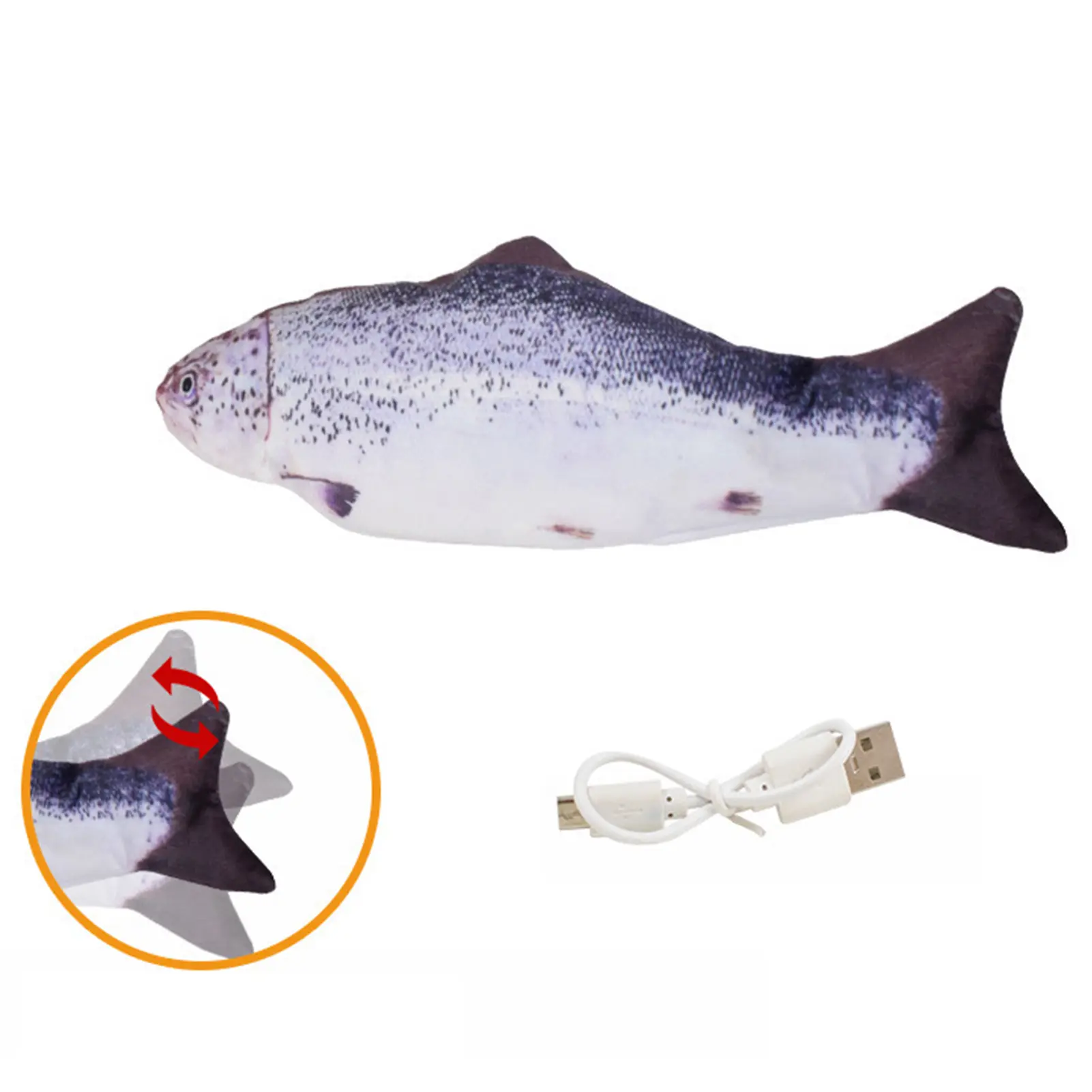 Electric Swinging Fish Toy For Pet Simulated Grass Carp Salmon With Charging Cable Cat Teasing Toys Home Decor Accessories