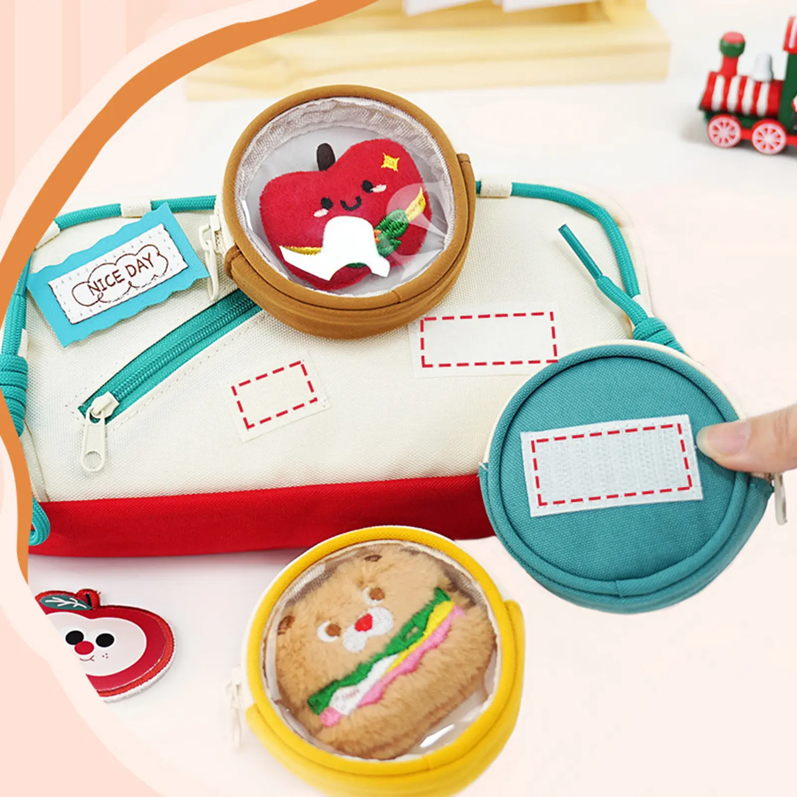 Unique Stationery Box For Student Cartoon Food Burger Pattern Pencil Case Cute Large Capacity Pencil Case School Supplies 1pc