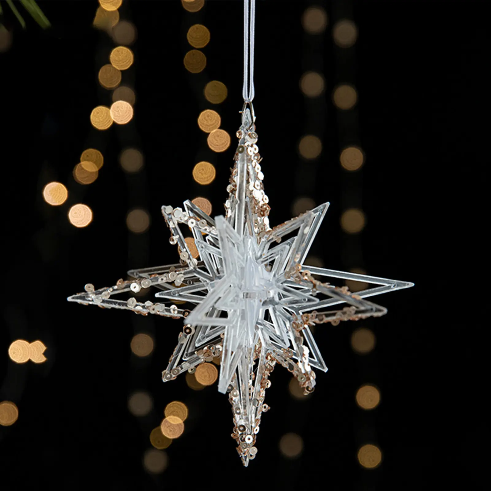 Exquisite Acrylic Decoration Pendant Transparent Glitter Dancing Girl Snow Explosion Star Decor Hanging For Door Window Garden