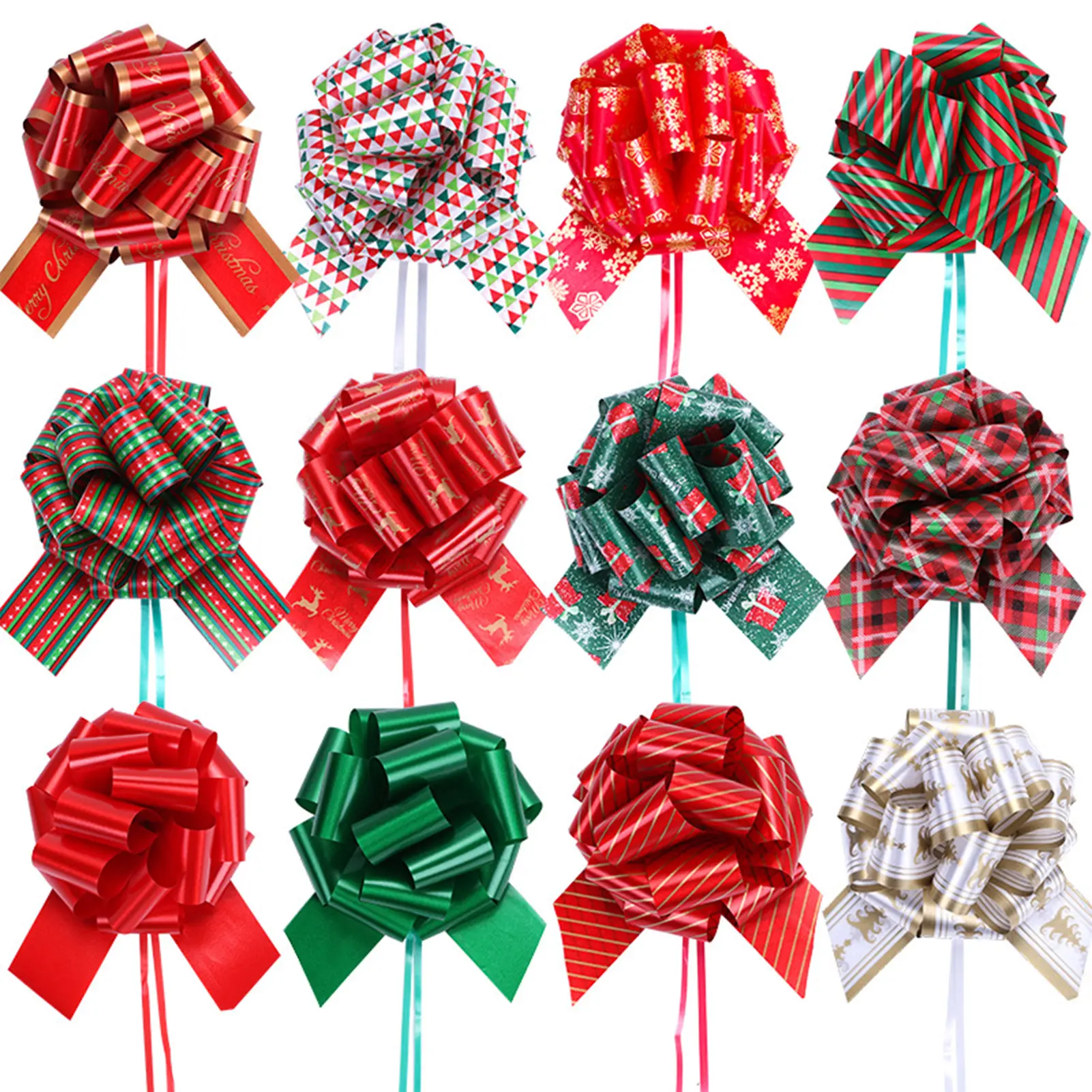 12pcs Decorative Ribbon Gift Box Birthday Cake Decoration Bow 2025 Christmas Gift Decor Ribbon Party Banquet Decoration Props