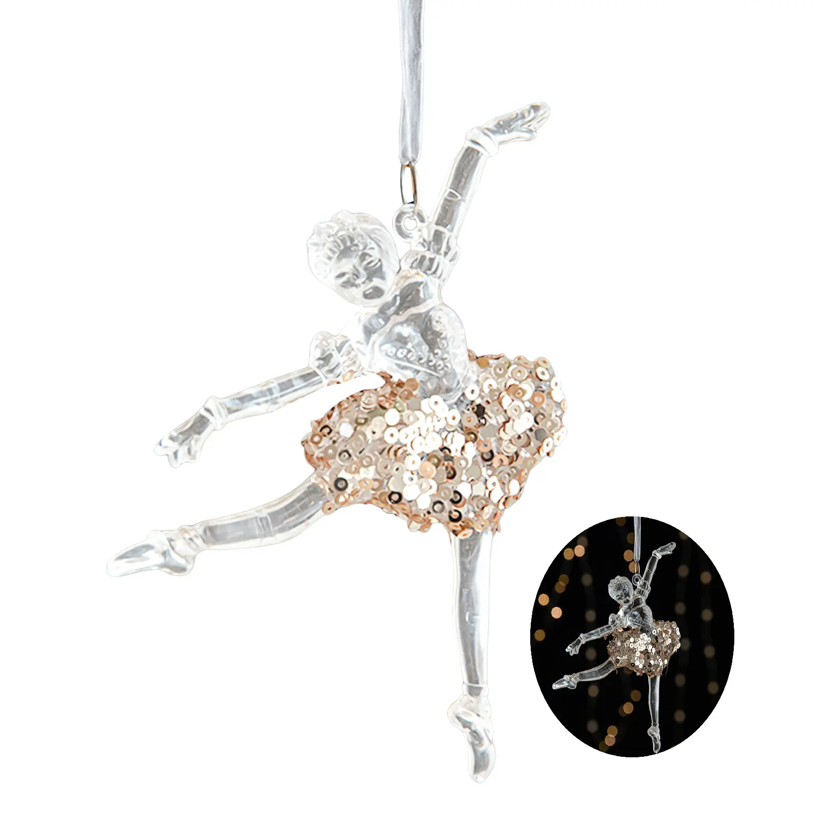 Exquisite Acrylic Decoration Pendant Transparent Glitter Dancing Girl Snow Explosion Star Decor Hanging For Door Window Garden