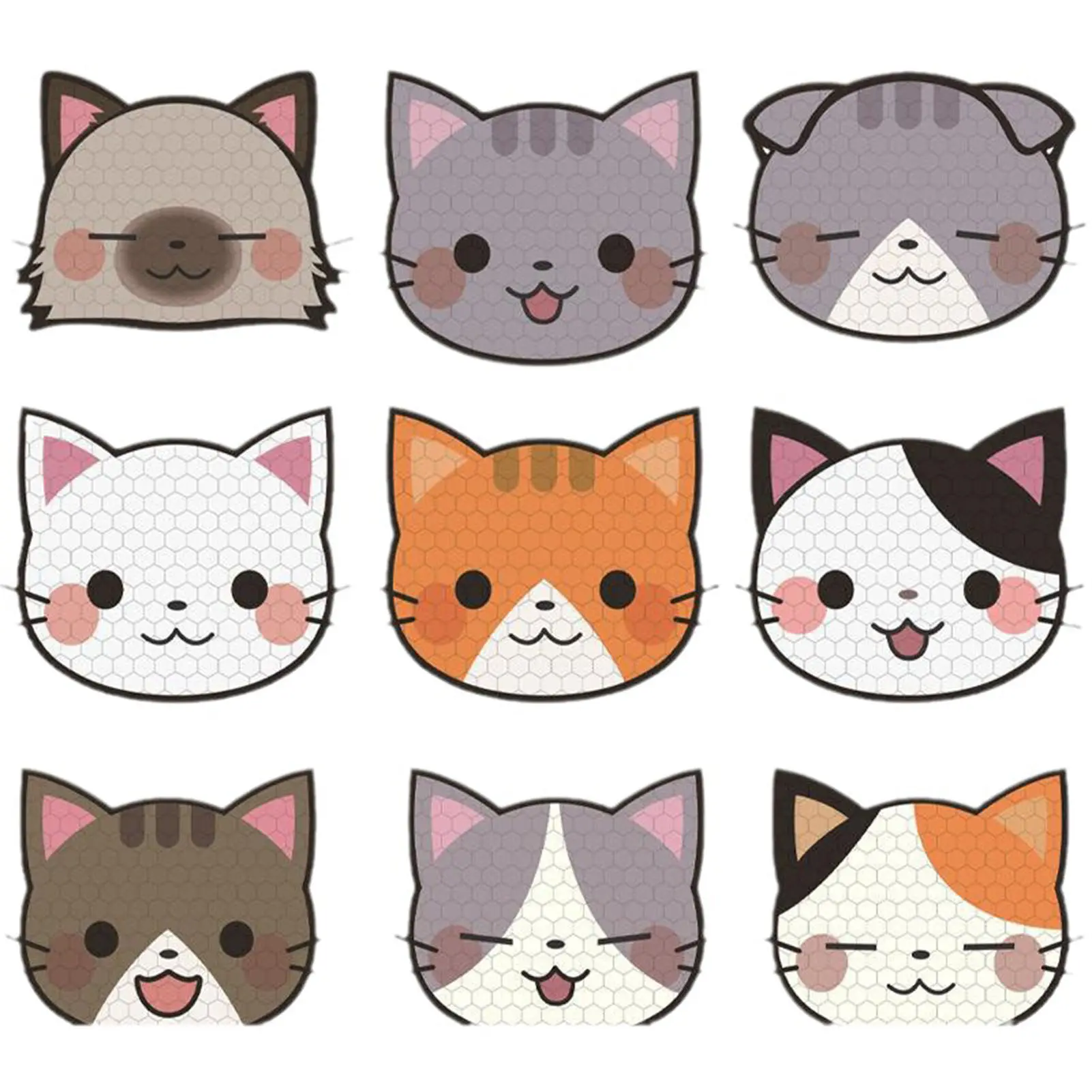 10pcs Car Reflective Stickers Creative Cartoon Animal Element Luminous Car Sticker Cute Cat Head Decoration Sticker For Car