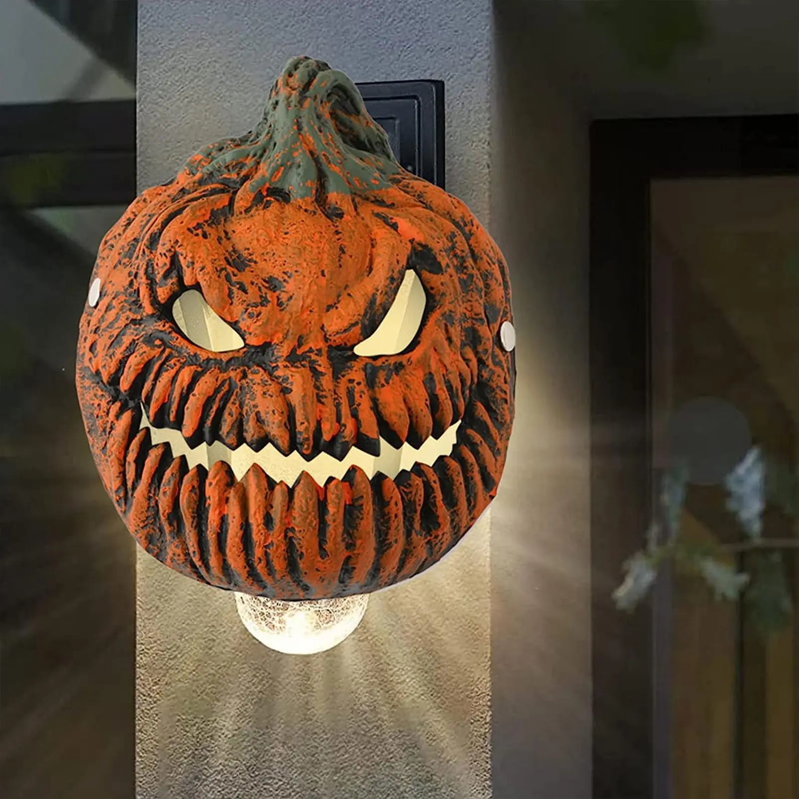 Pumpkin Shaped Lampshade Durable Decorative Resin Lampshade 2025 Halloween Party Home Decoration Props Evil Pumpkin Pendant 1pc