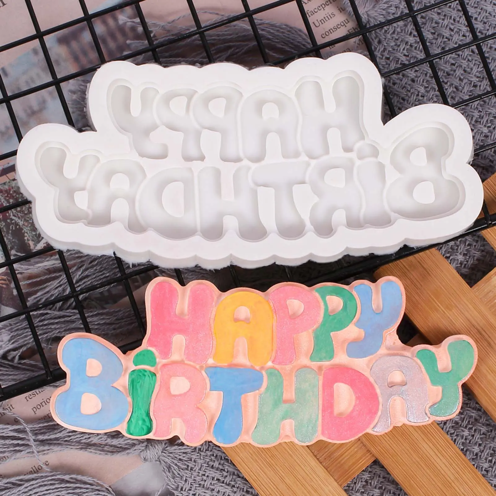 Happy Birthday Baking Mold Multiple Styles Of Birthday Wishing Molds For Cake Dessert Cookie Making Household Baking Mould 1pc