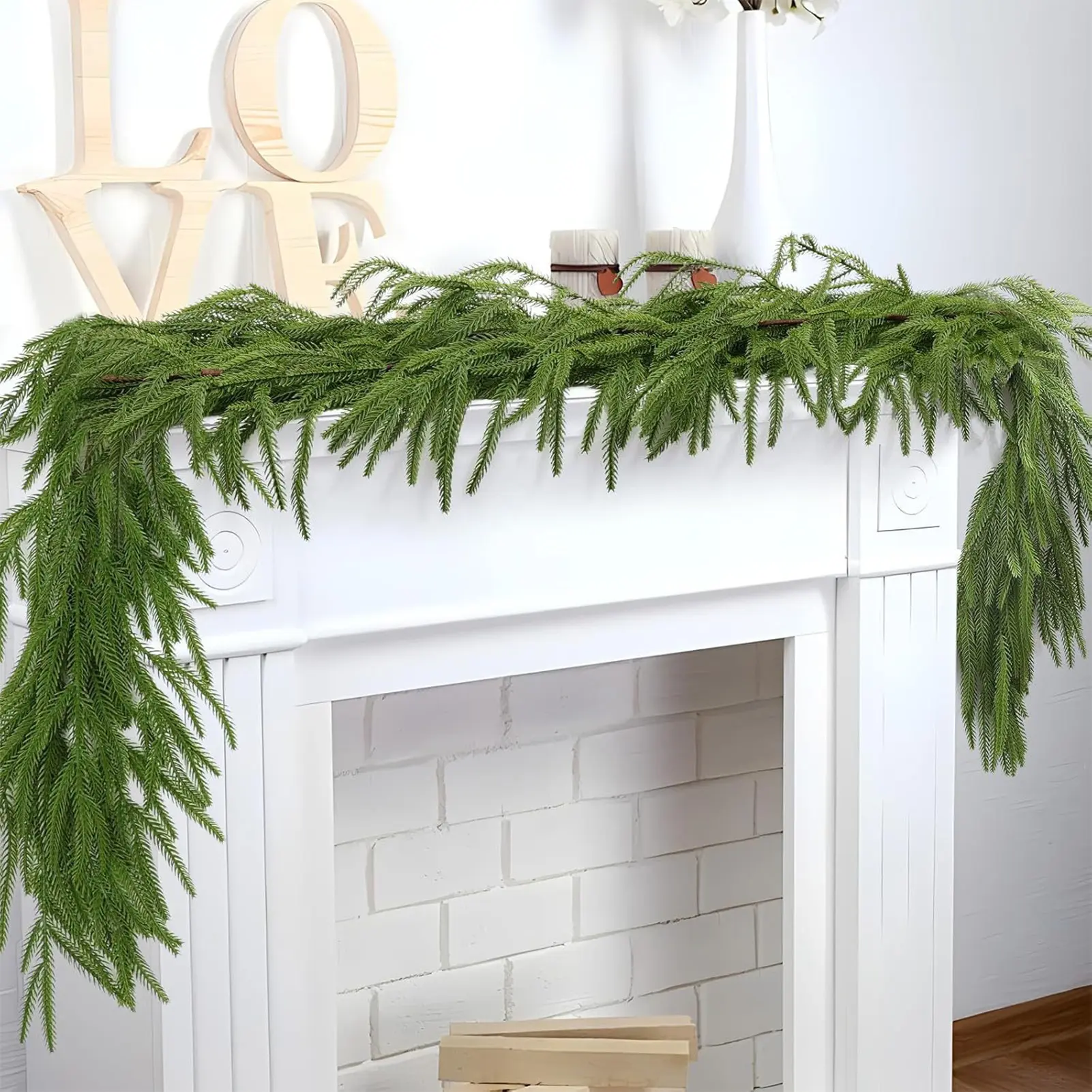 1.8m Christmas Decoration Vine Artificial Simulated Green Pine Needle Branch Pendant DIY Garland Vine Thanksgiving Decorations