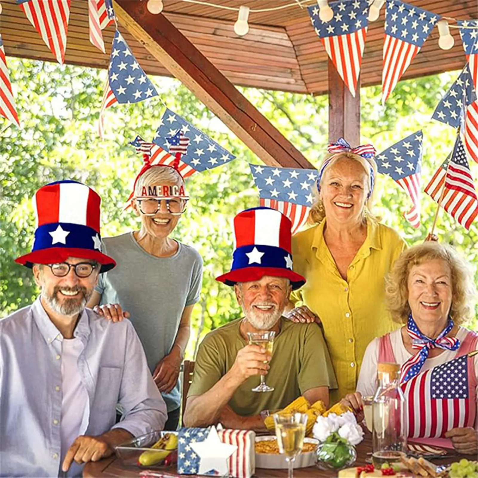 Independence Day Decorative Hat Red White Blue American Flag Hat Uncle Sam Cosplay Hat 2025 Festival Party Decoration Props