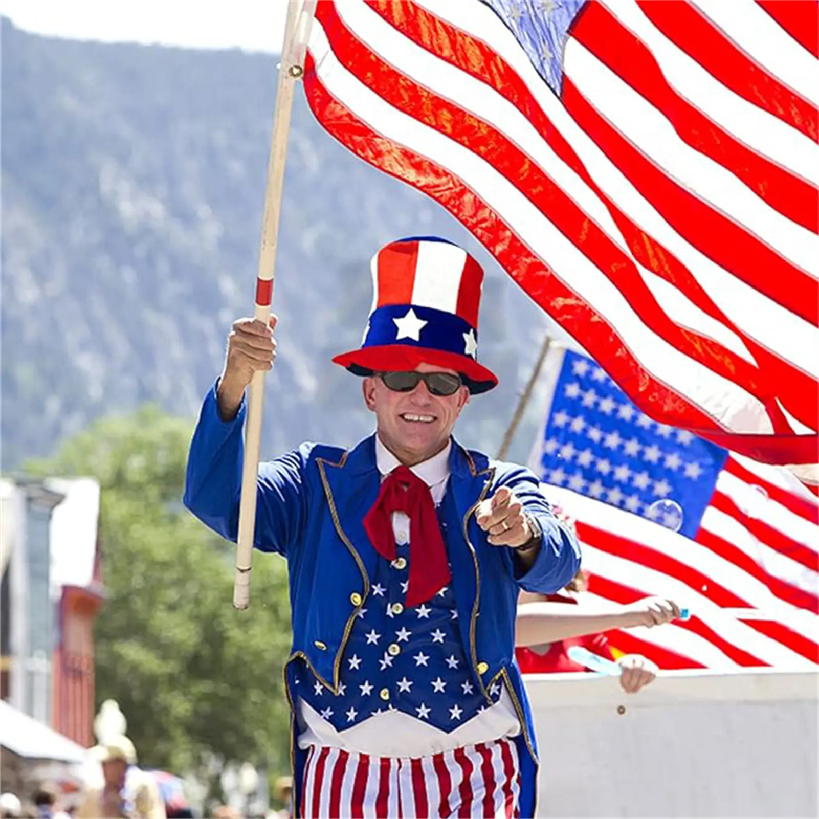 Independence Day Decorative Hat Red White Blue American Flag Hat Uncle Sam Cosplay Hat 2025 Festival Party Decoration Props